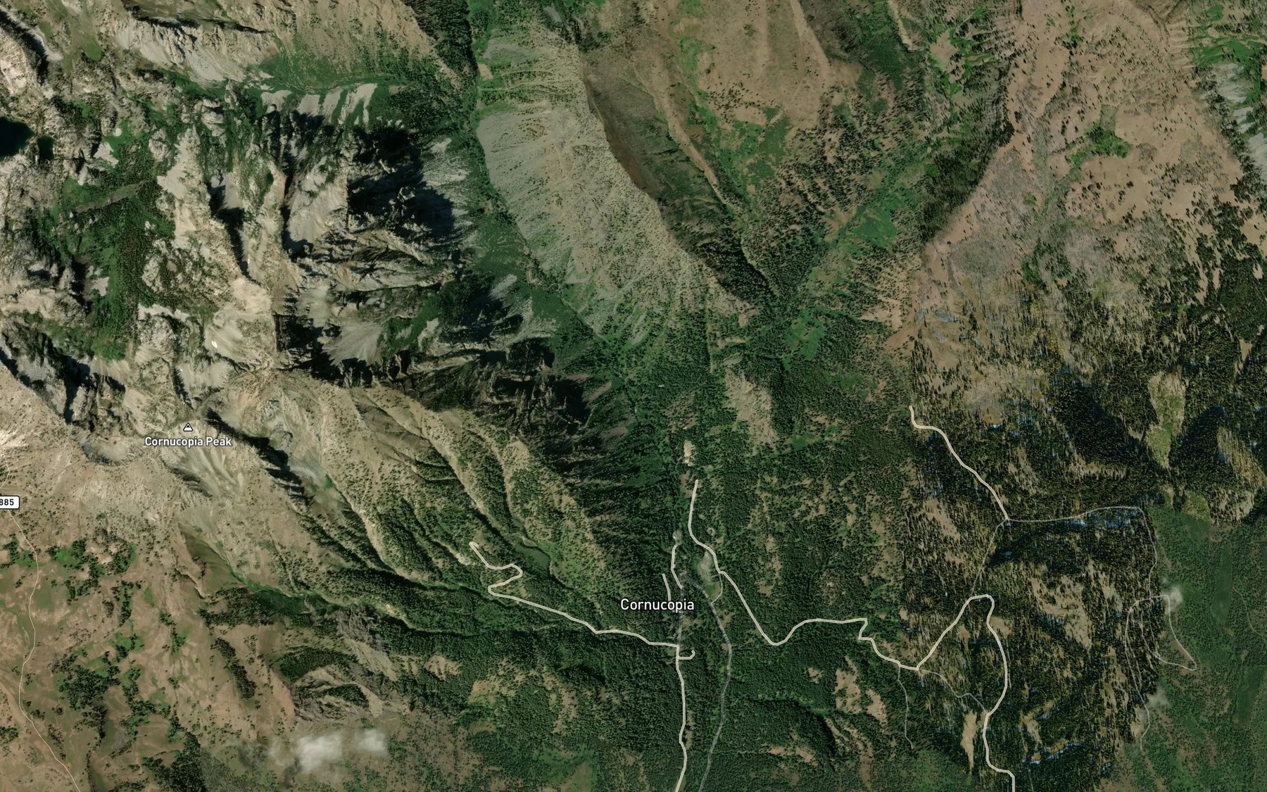 Satellite map of the East Fork Pine Creek