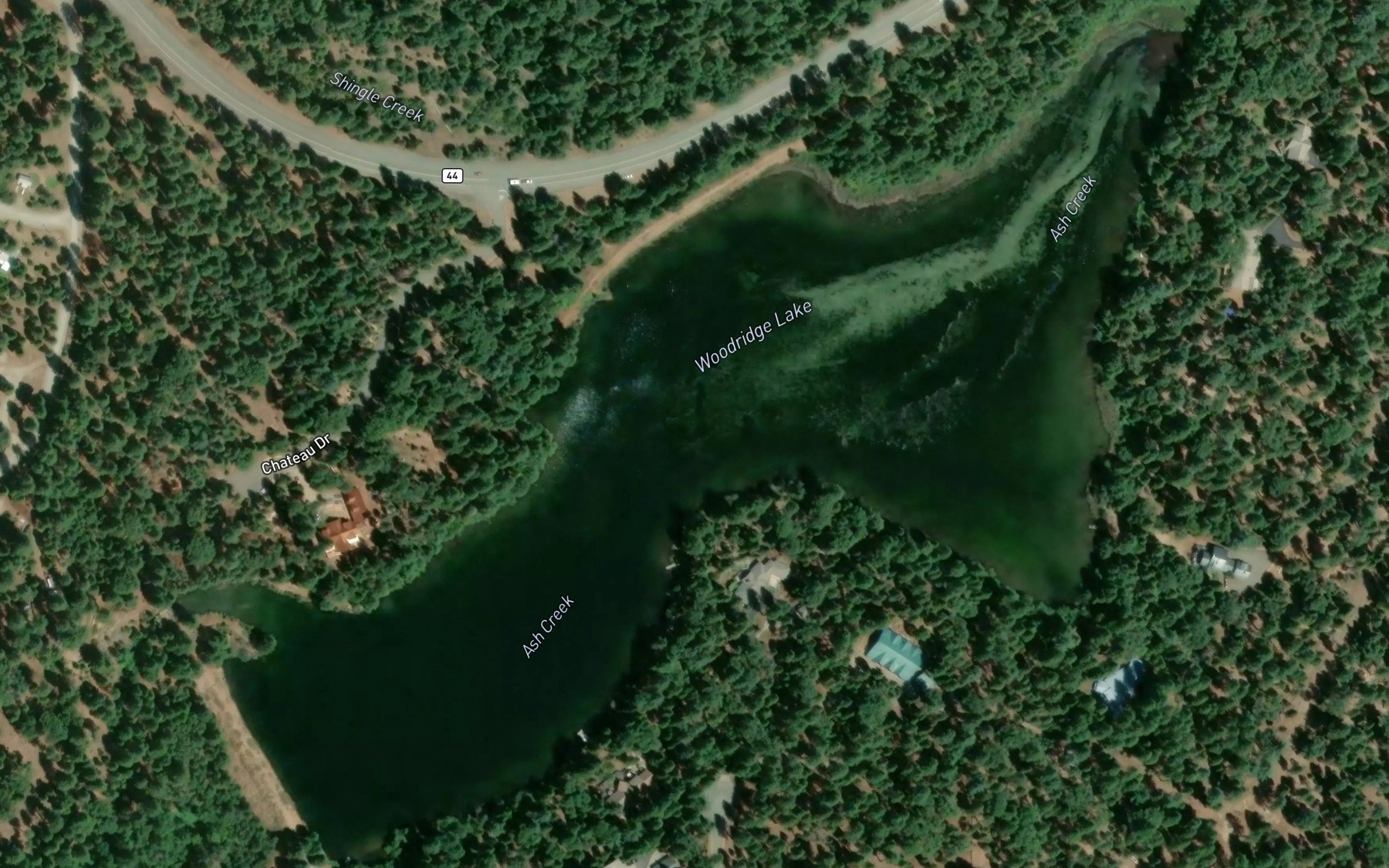 Satellite map of the Woodridge Lake