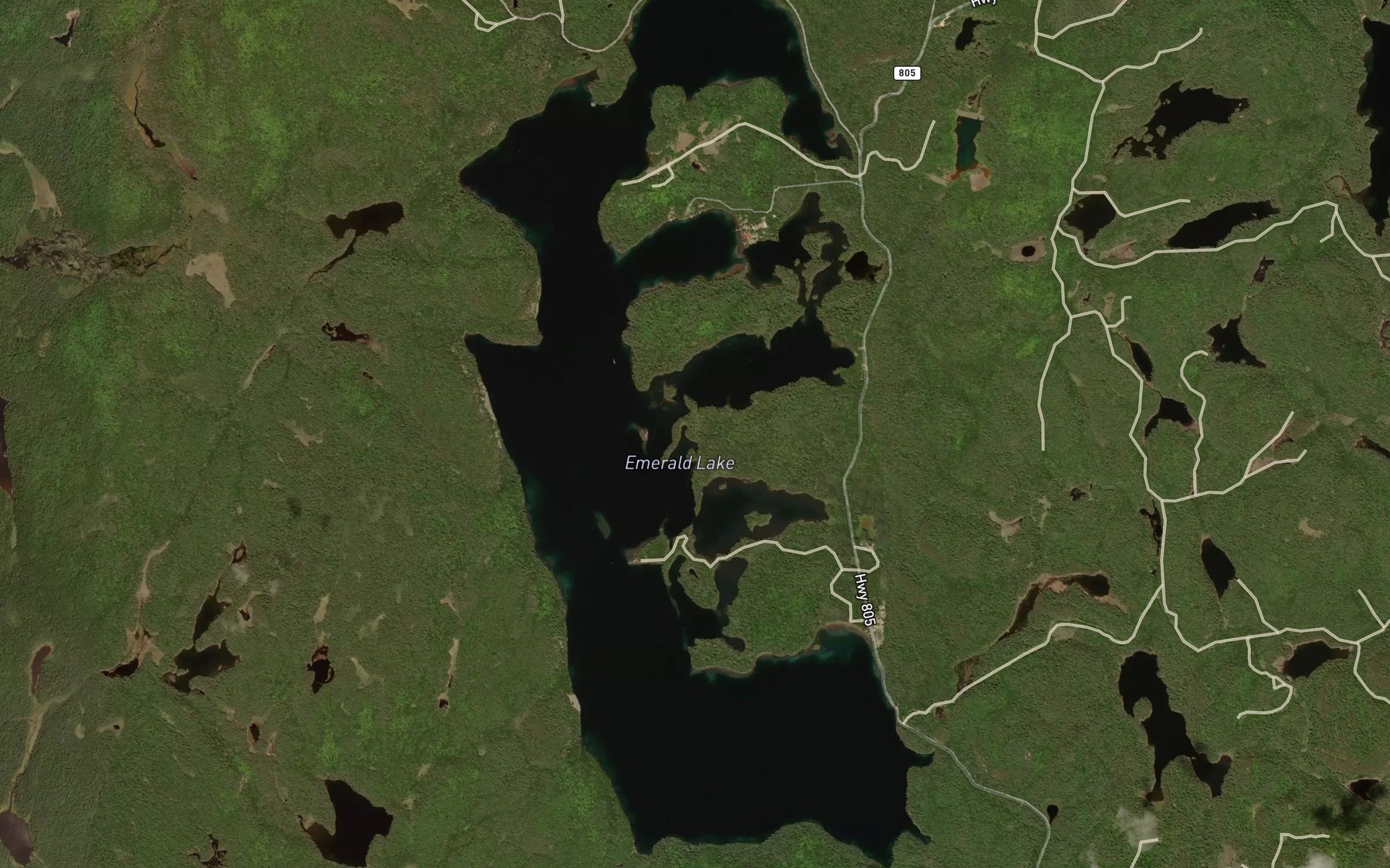 Satellite map of the Emerald Lake