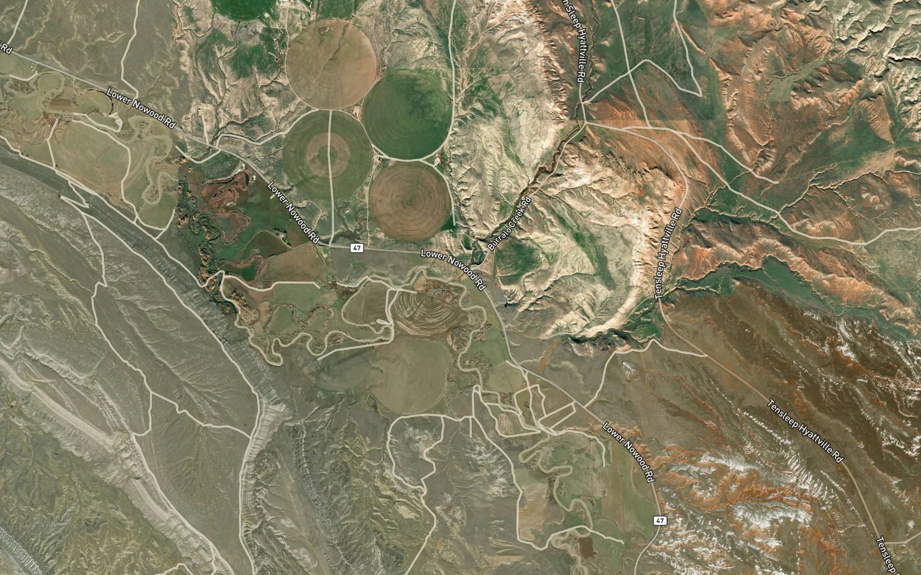 Satellite map of the Buffalo Creek