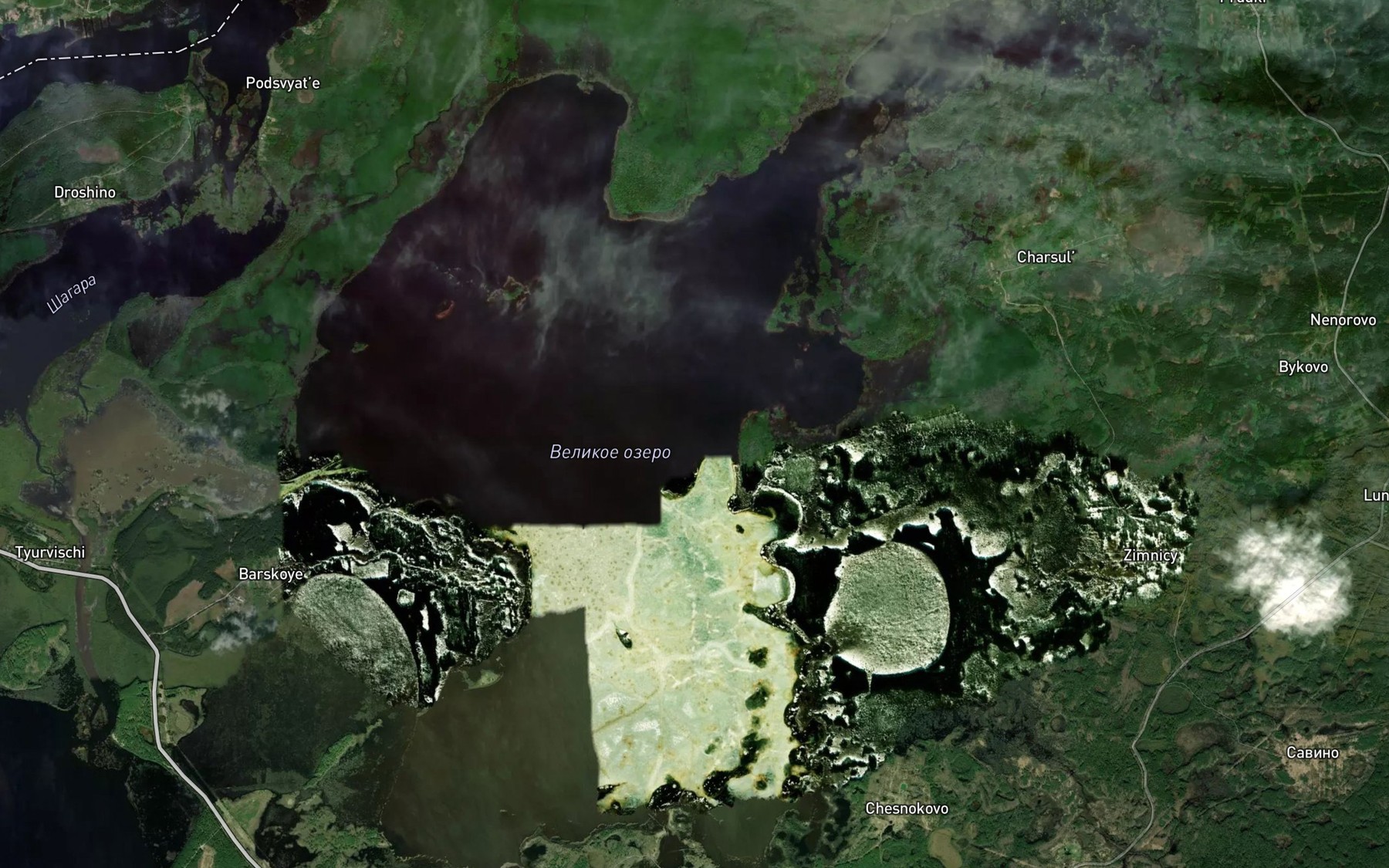 Satellite map of the Ozero Velikoye