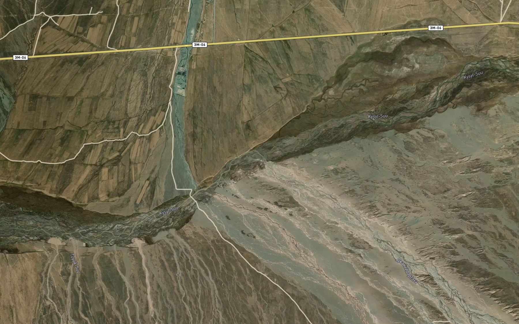 Satellite map of the Kyzyldar'ya
