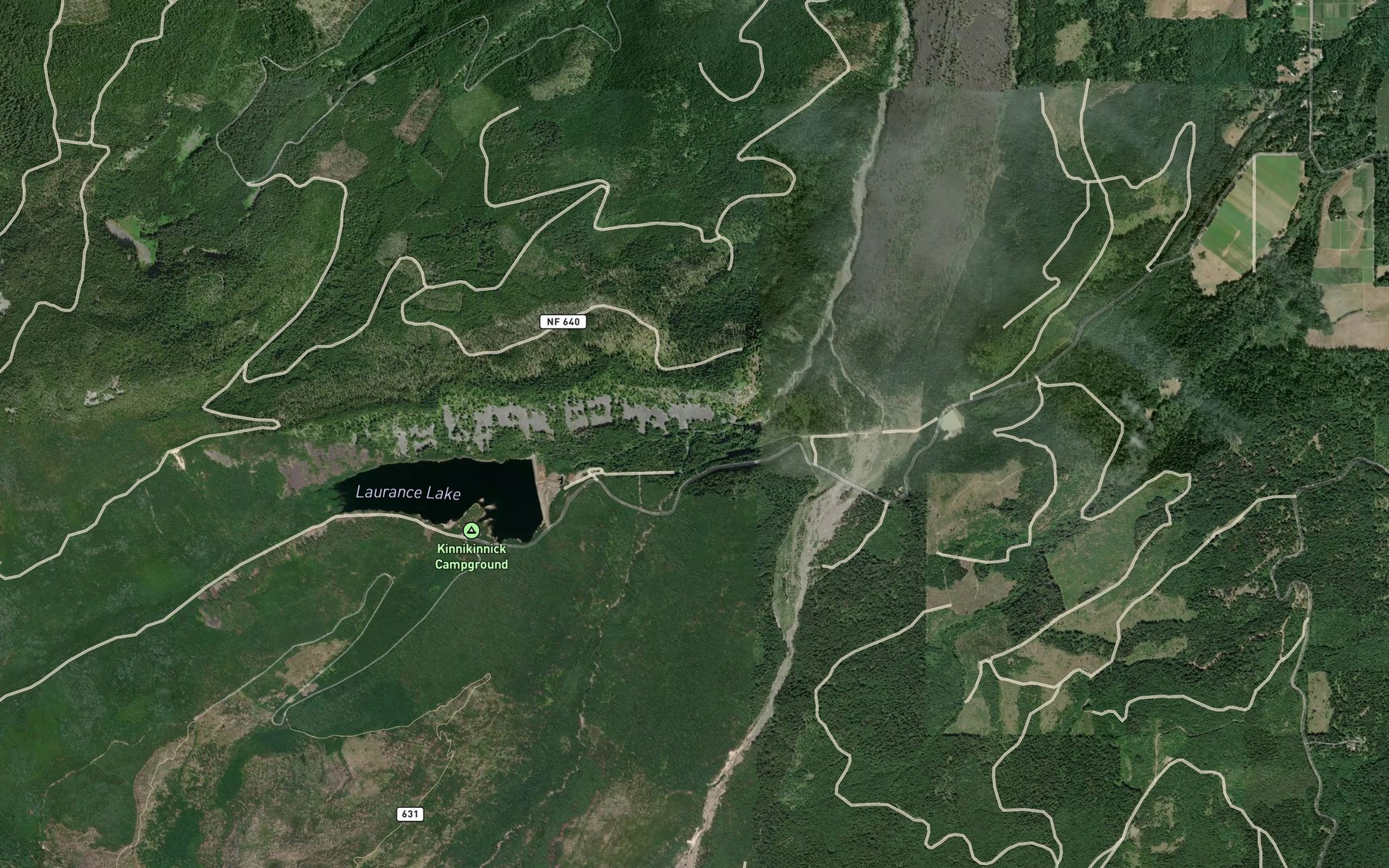 Satellite map of the Coe Branch