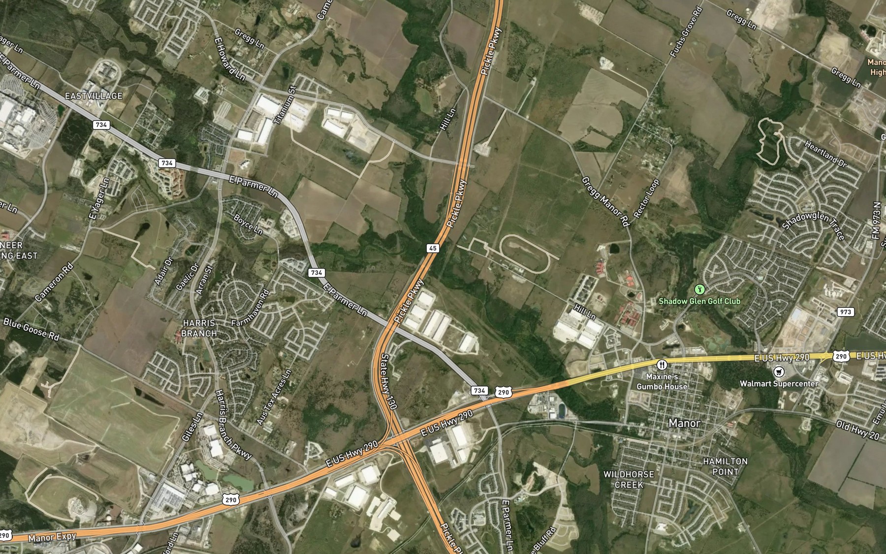 Satellite map of the Harris Branch