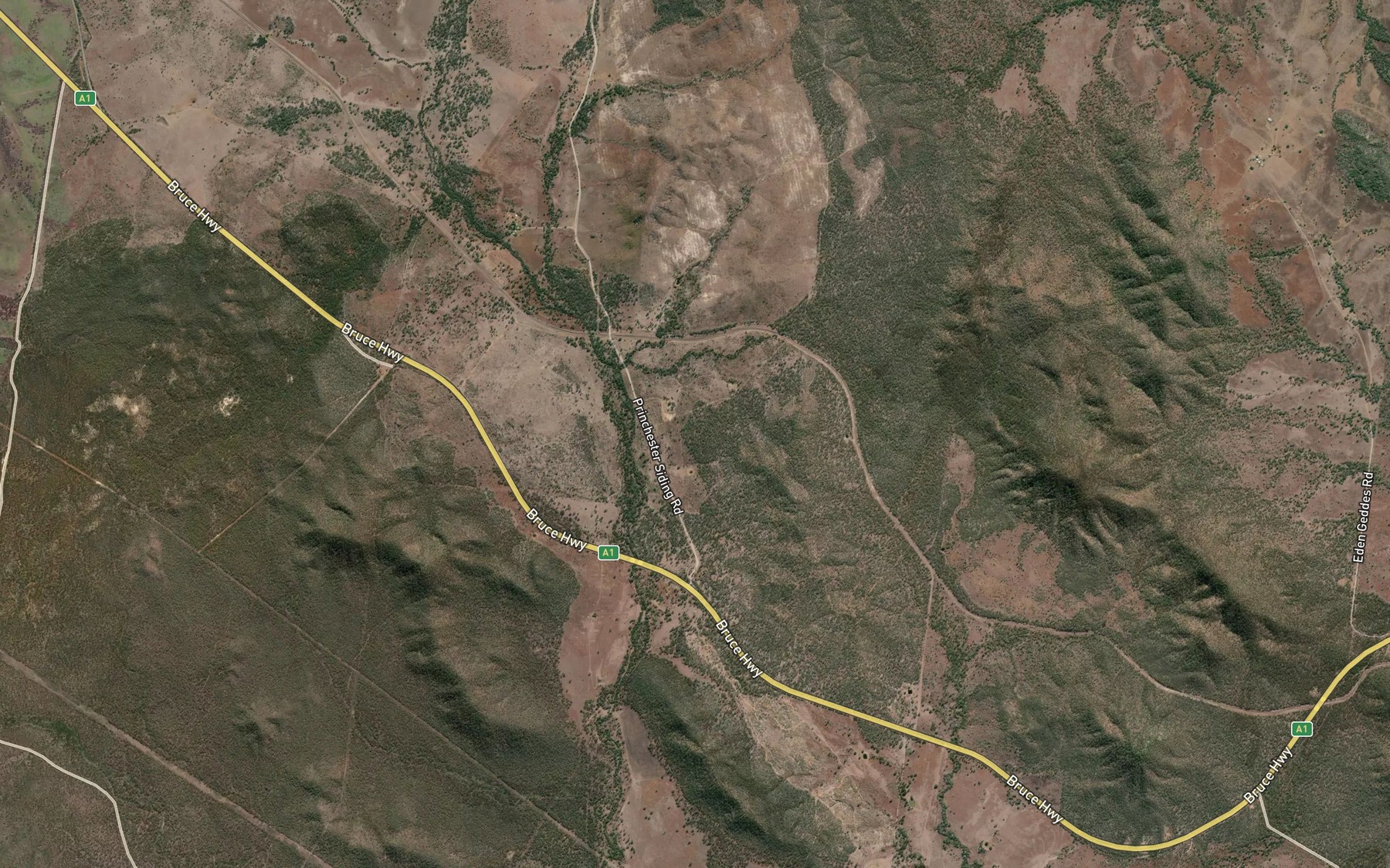 Satellite map of the Princhester Creek