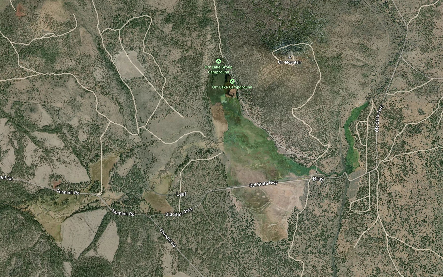 Satellite map of the Horsethief Creek