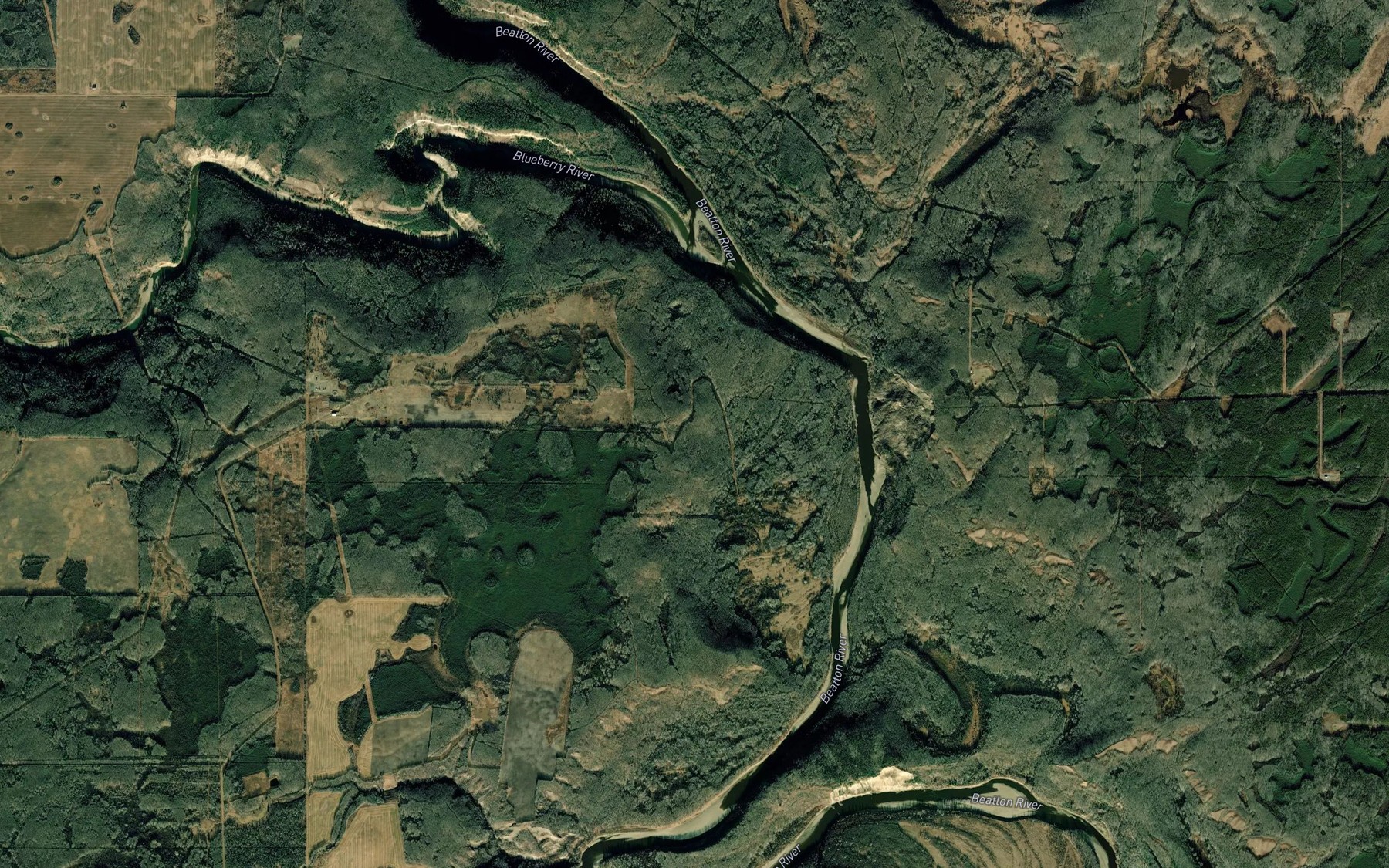 Satellite map of the Blueberry River