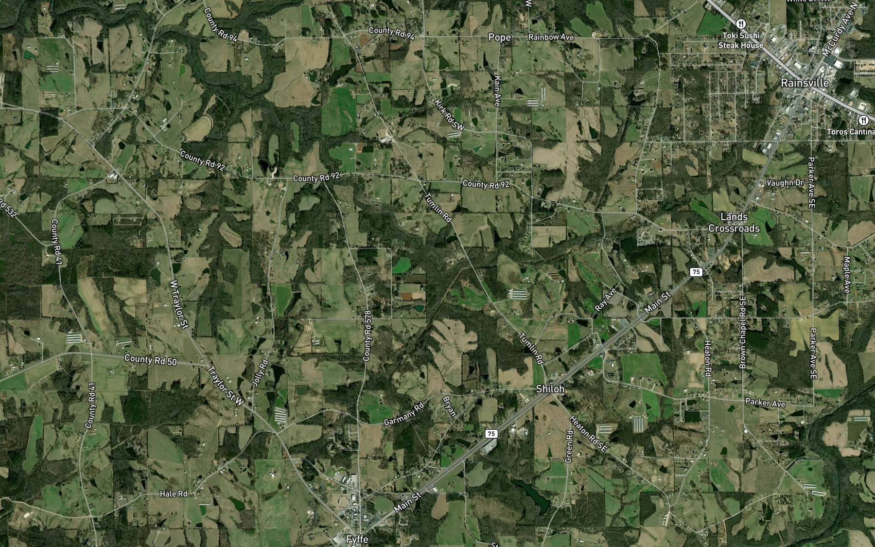 Satellite map of the Adams Branch