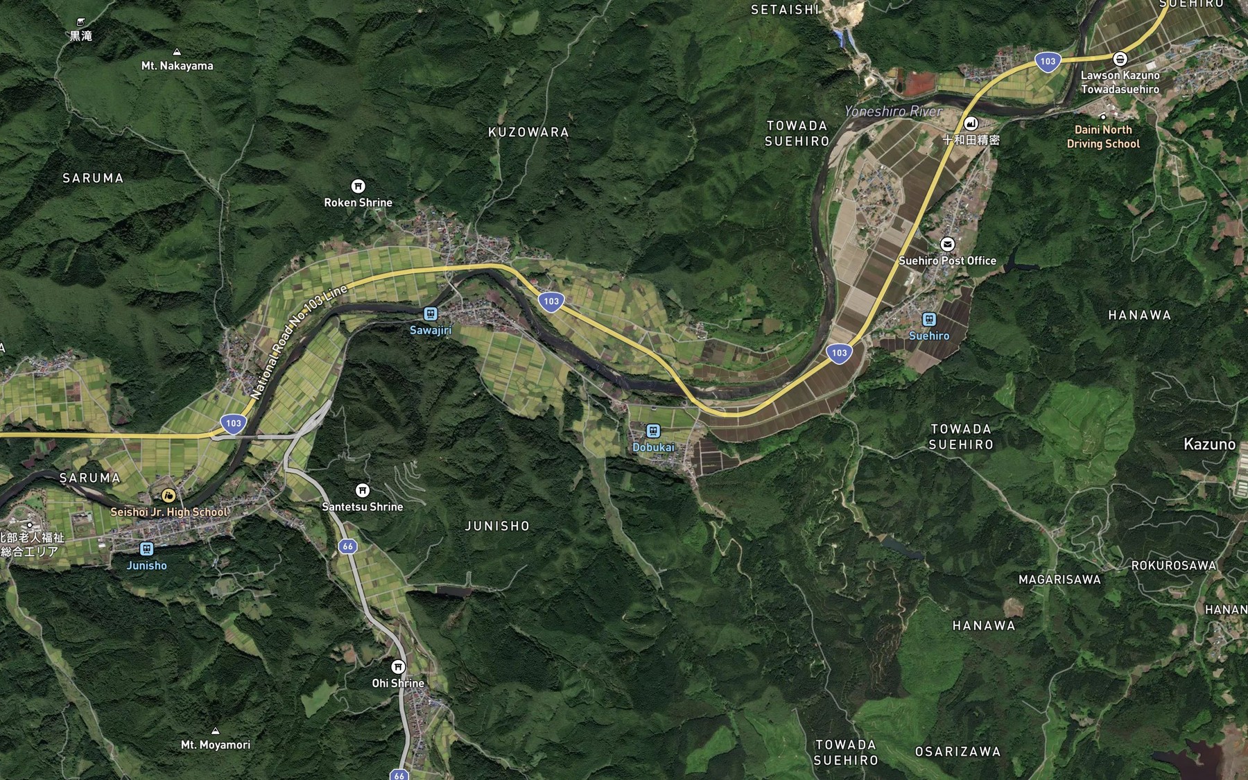 Satellite map of the Dobukai Zawa Gawa