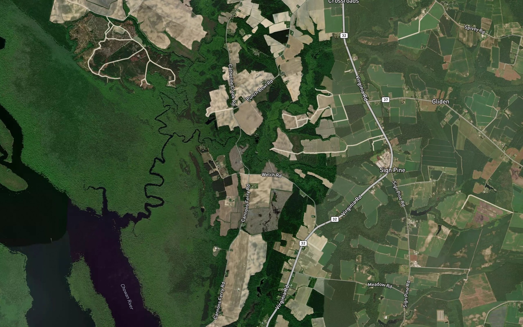 Satellite map of the Welsh Pond
