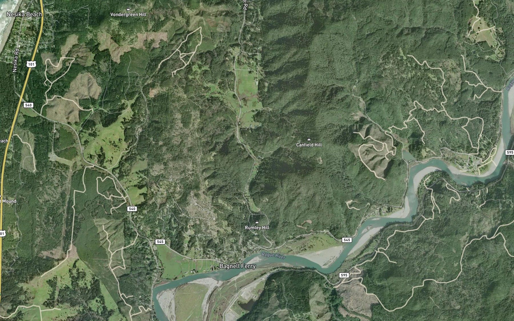 Satellite map of the Papoose Creek