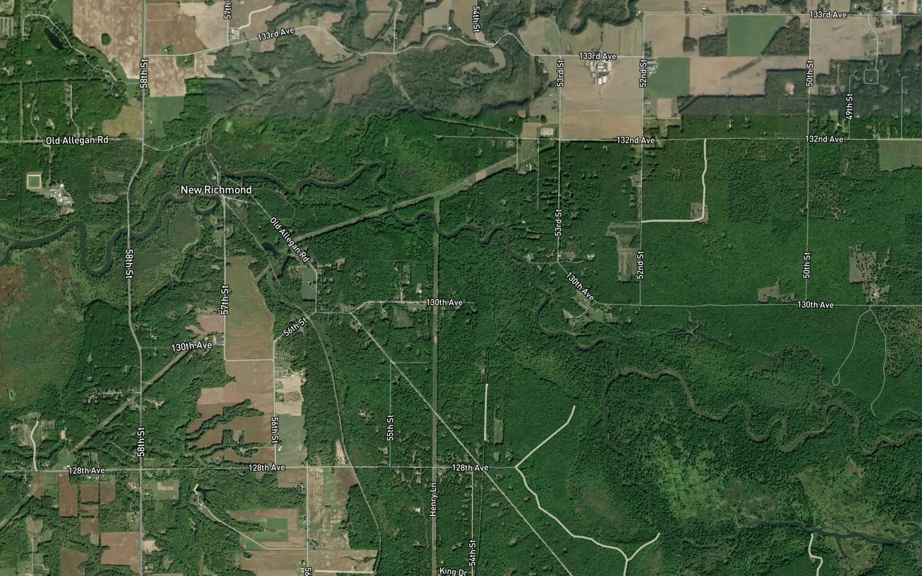 Satellite map of the Little Dailey Bayou