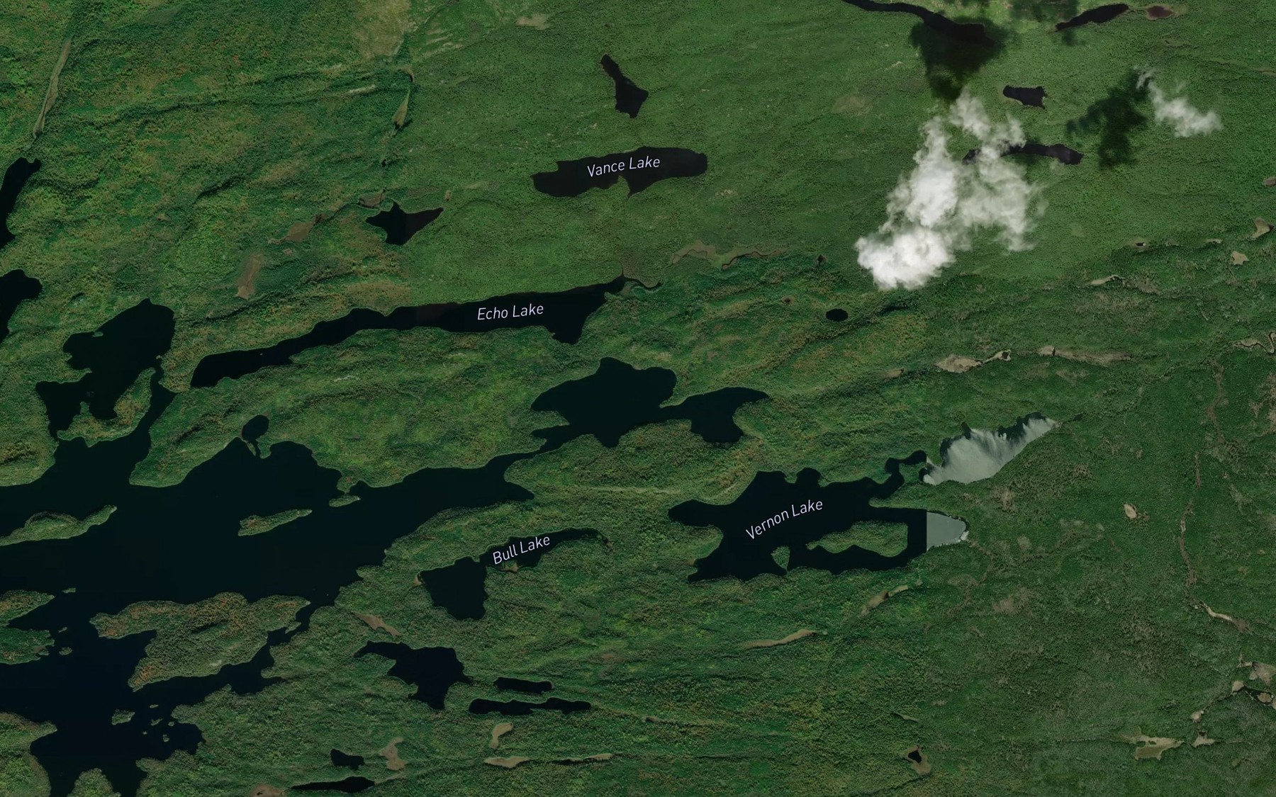 Satellite map of the Brule Bay