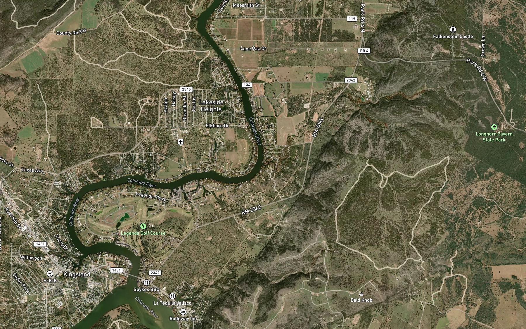 Satellite map of the Williams Creek