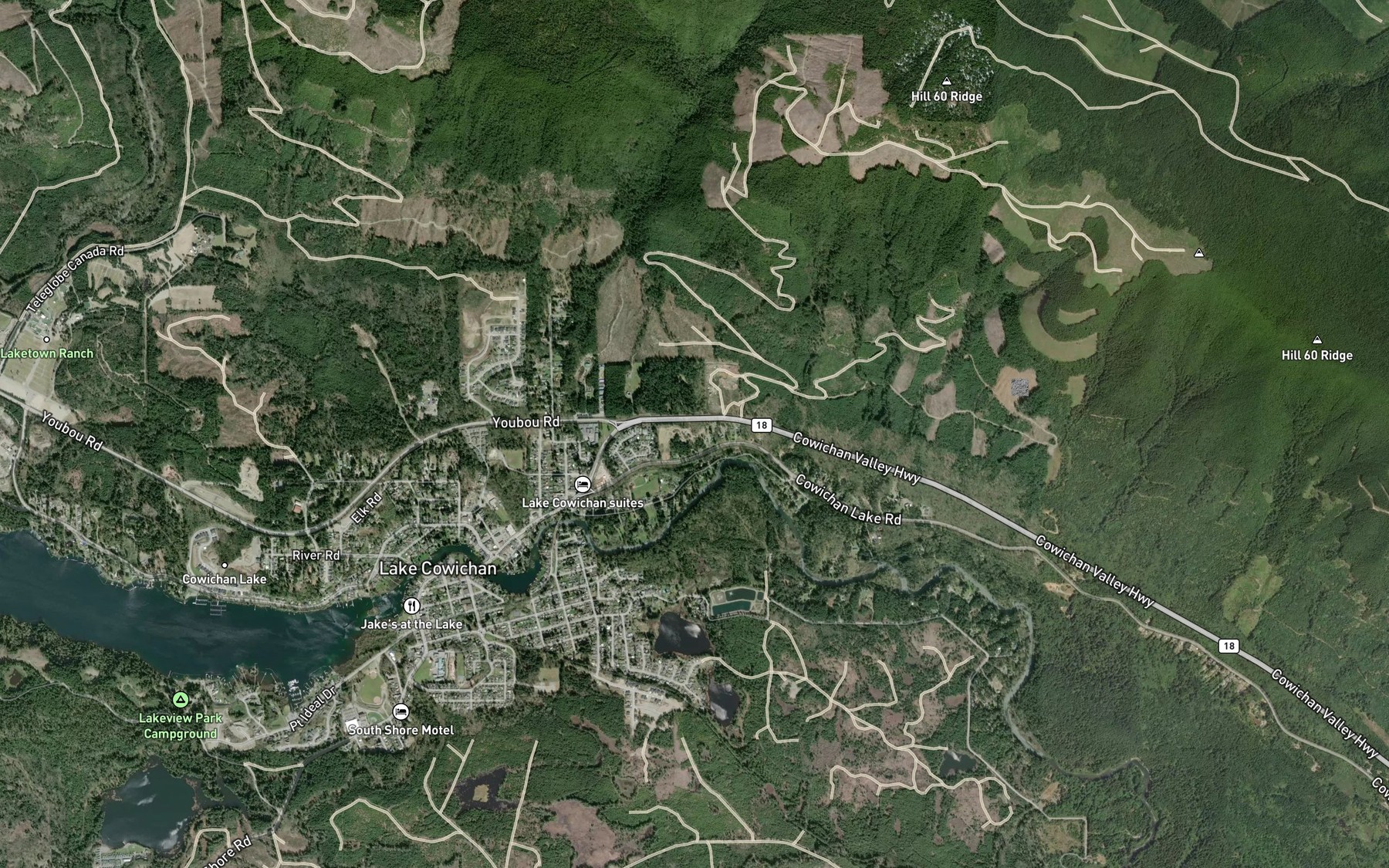 Satellite map of the Stanley Creek