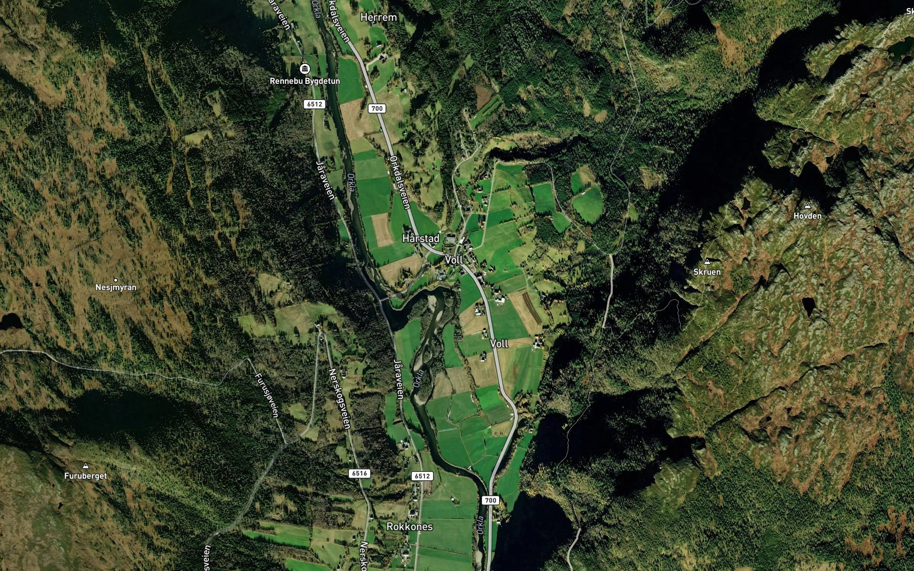 Satellite map of the Drokkjabekken