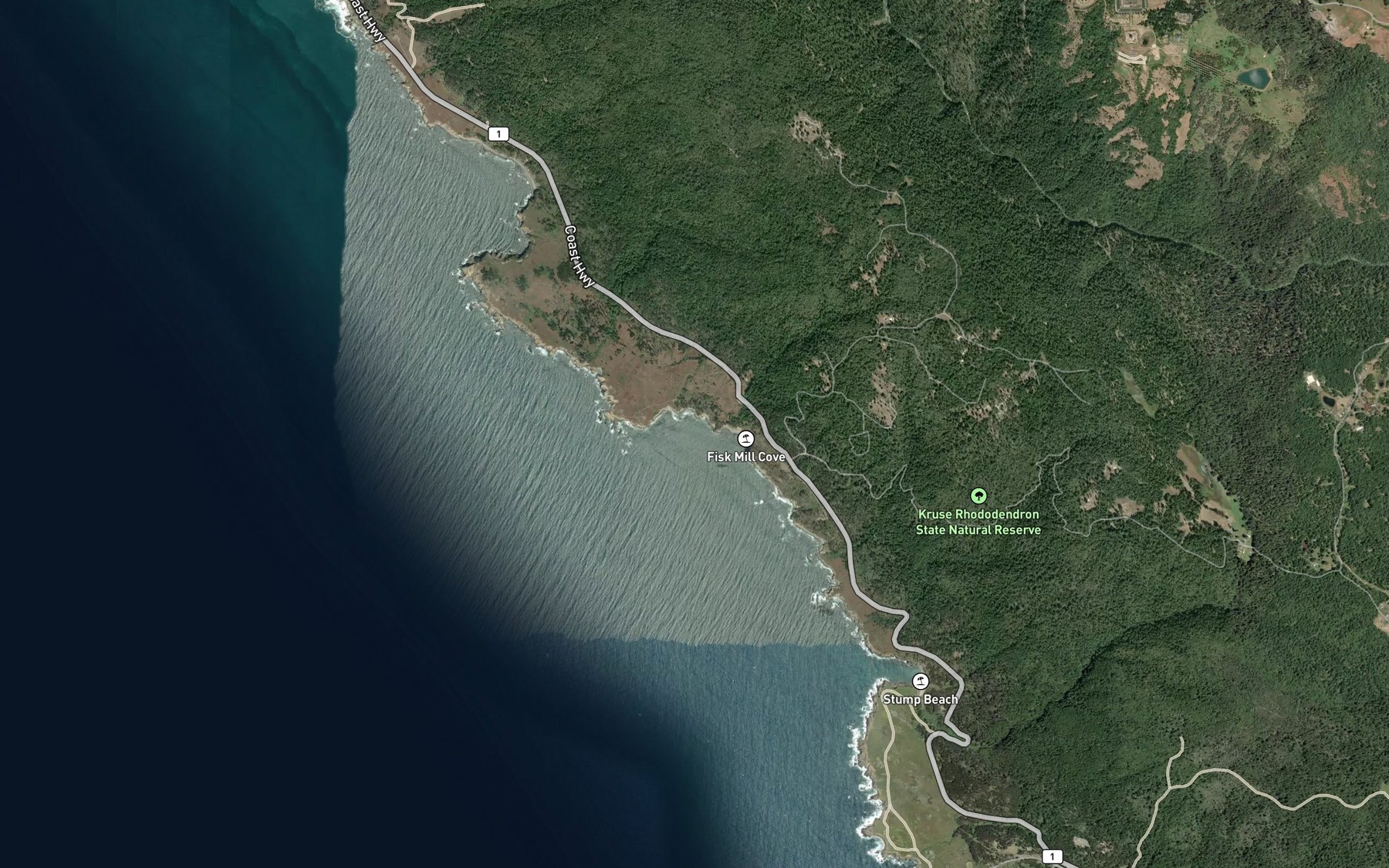 Satellite map of the Fisk Mill Cove