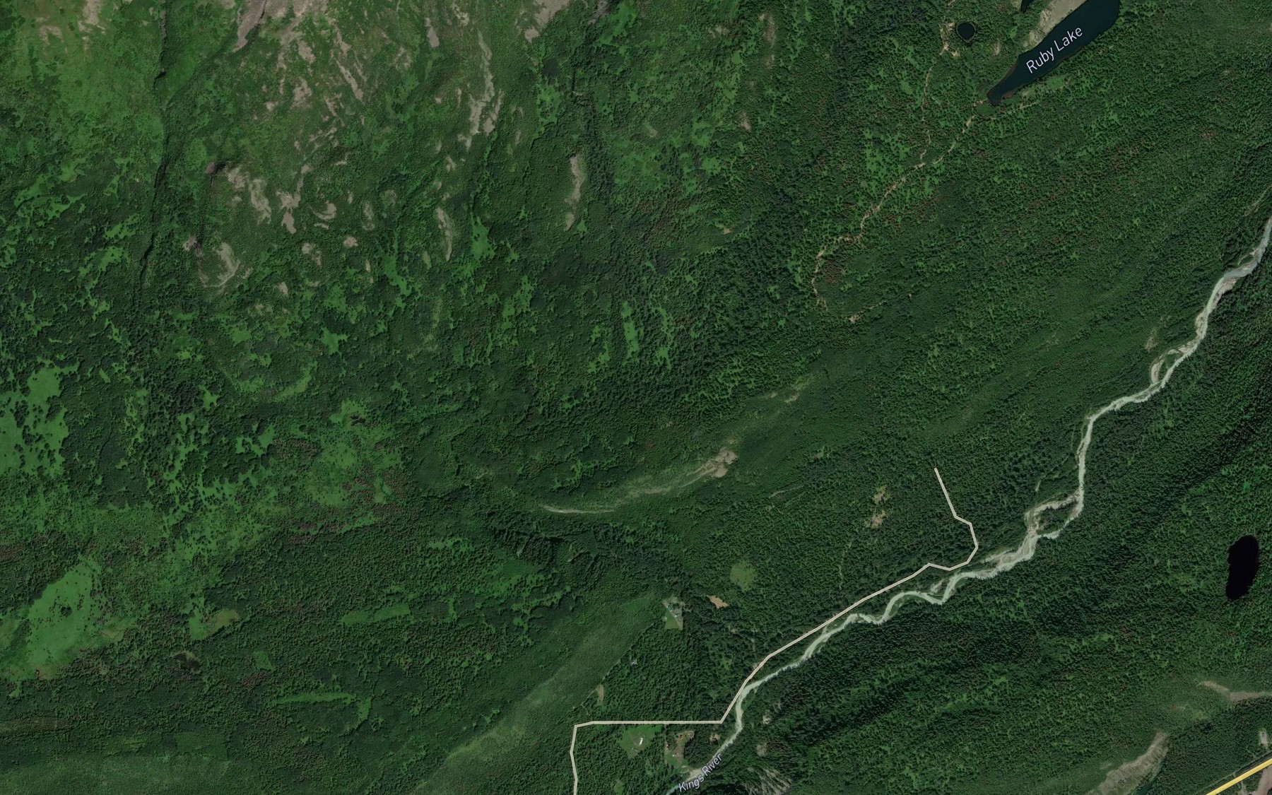 Satellite map of the West Fork Young Creek