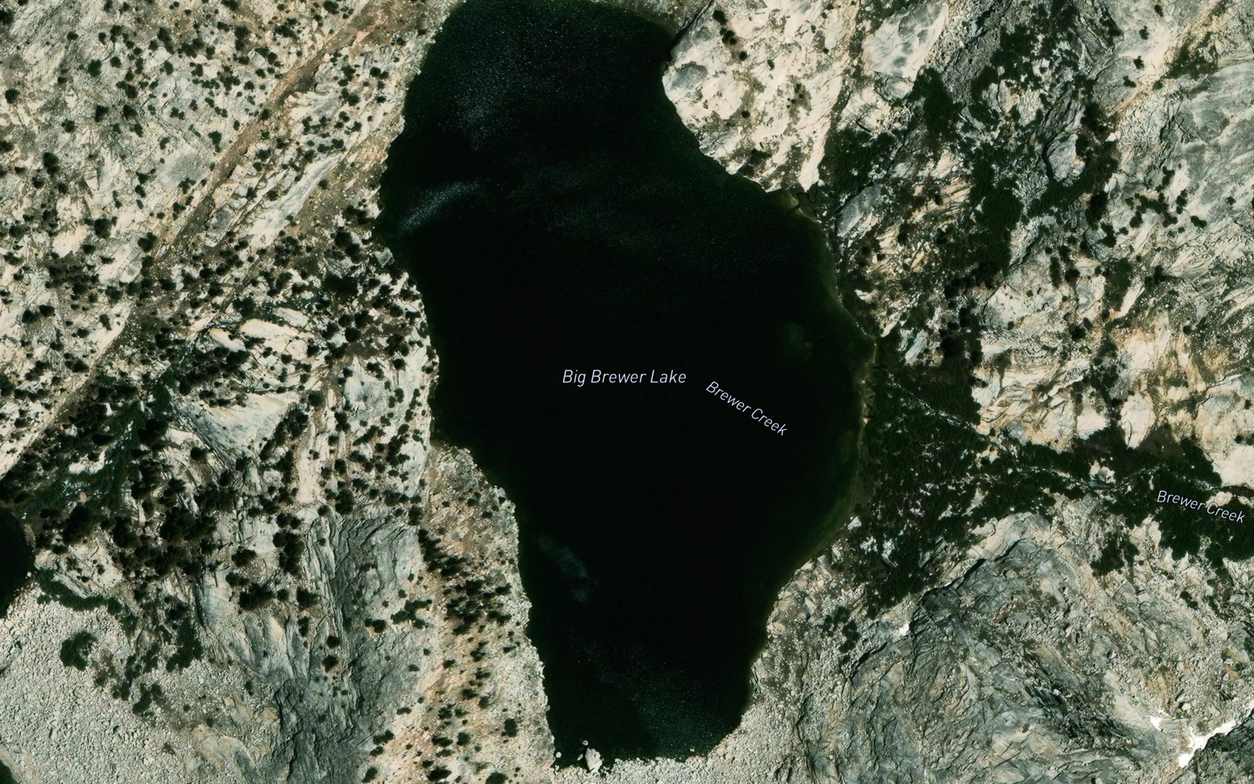 Satellite map of the Big Brewer Lake