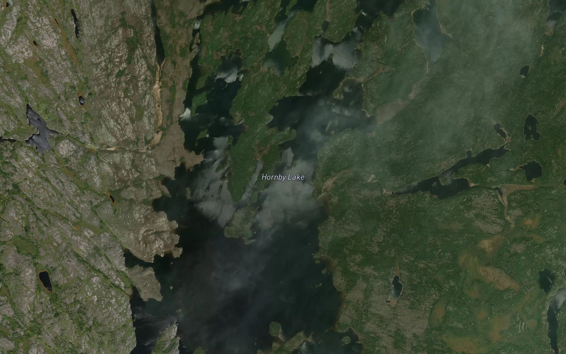 Satellite map of the Hornby Lake