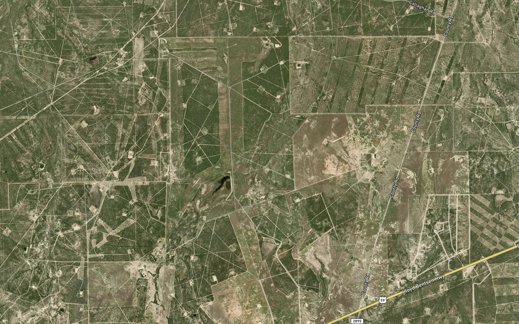 Satellite map of the Caliche Creek