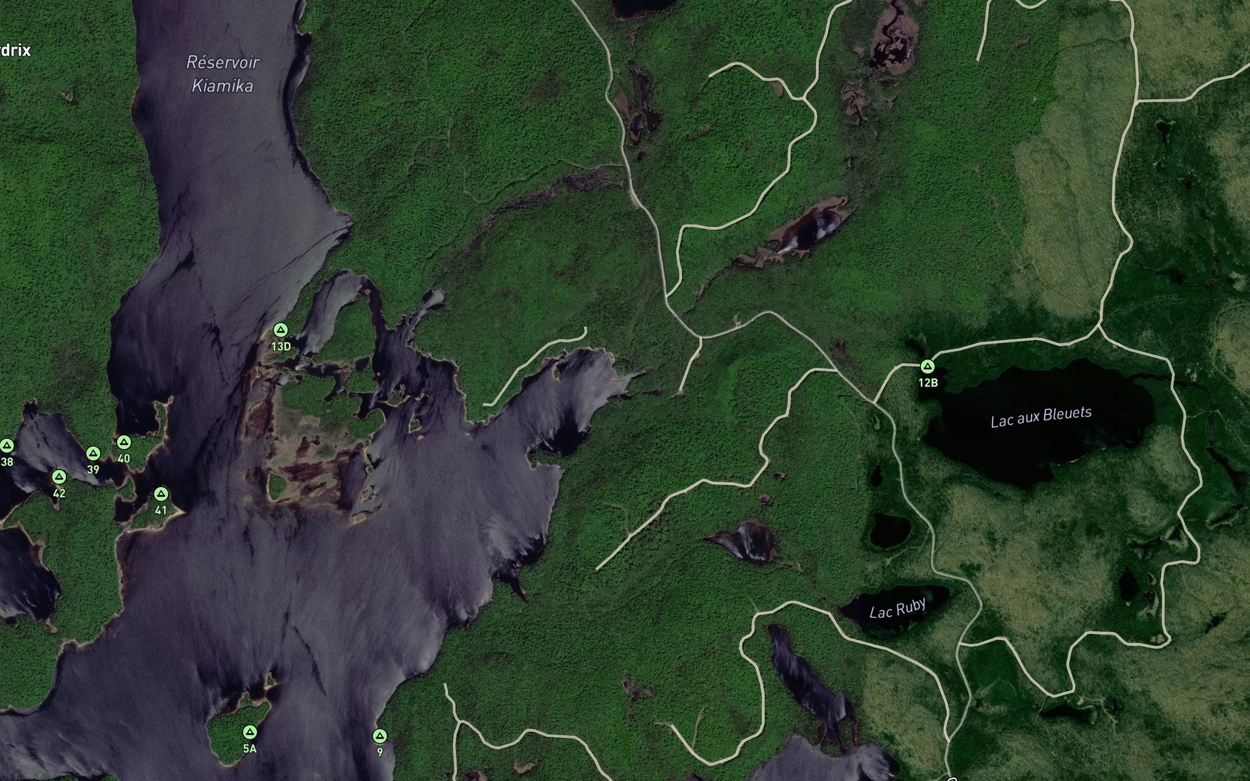 Satellite map of the Ruisseau aux Bleuets Ouest