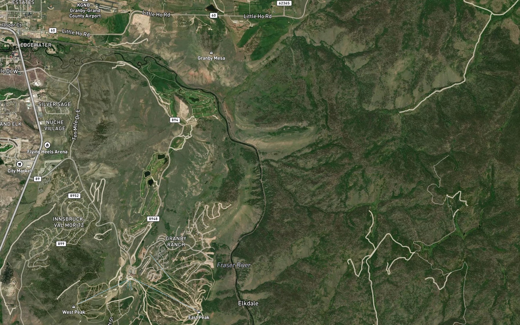 Satellite map of the Behler Creek