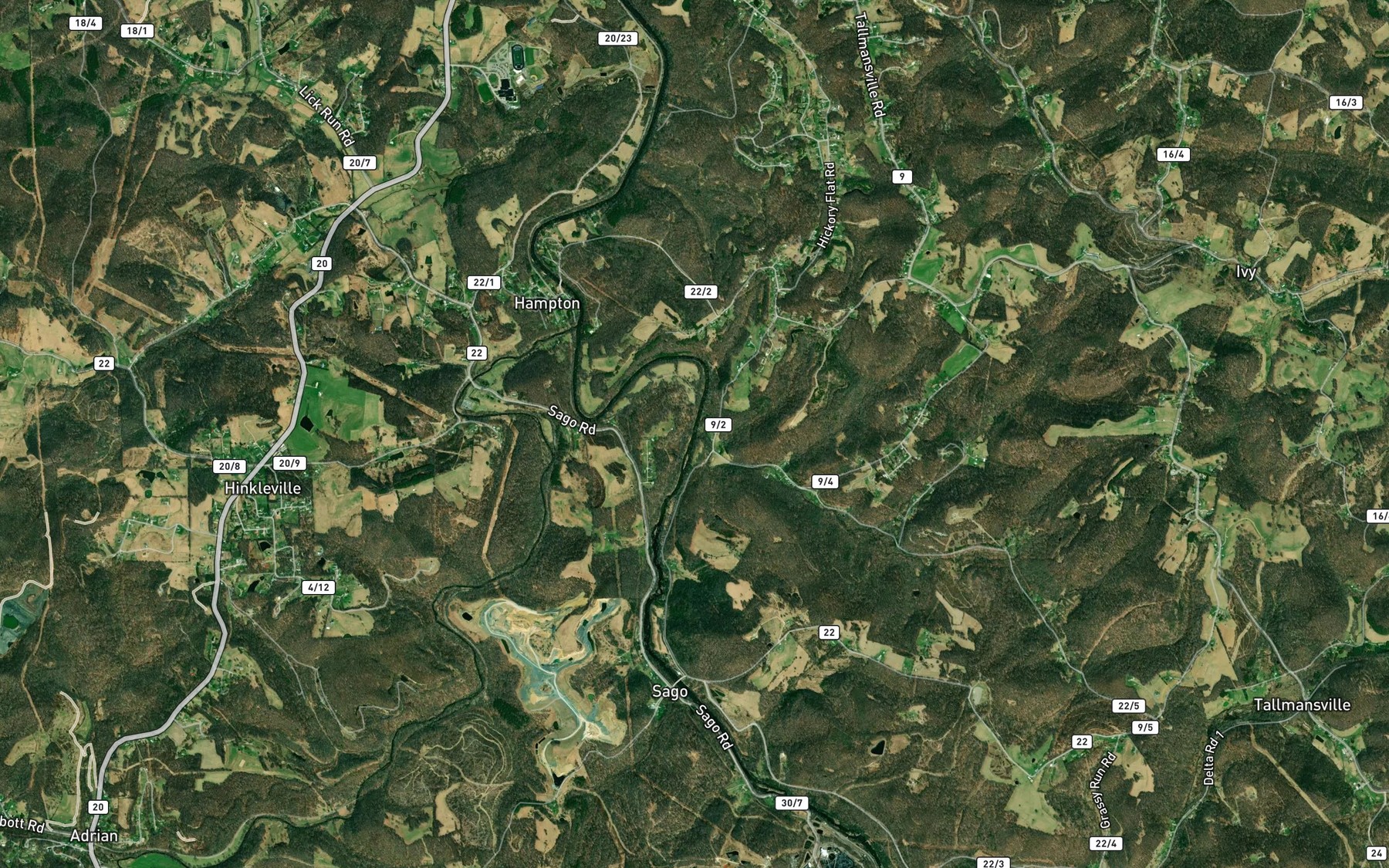 Satellite map of the Trubie Run