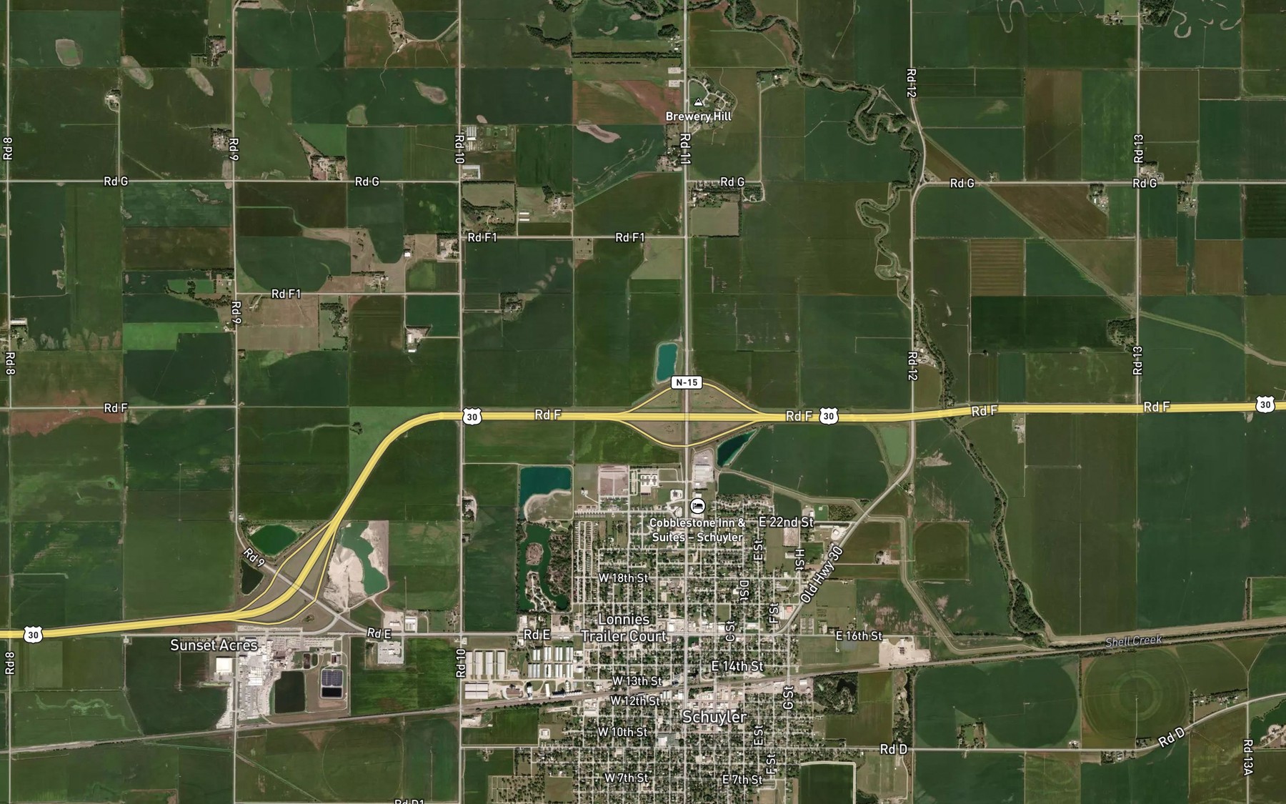 Satellite map of the Nieman Ditch