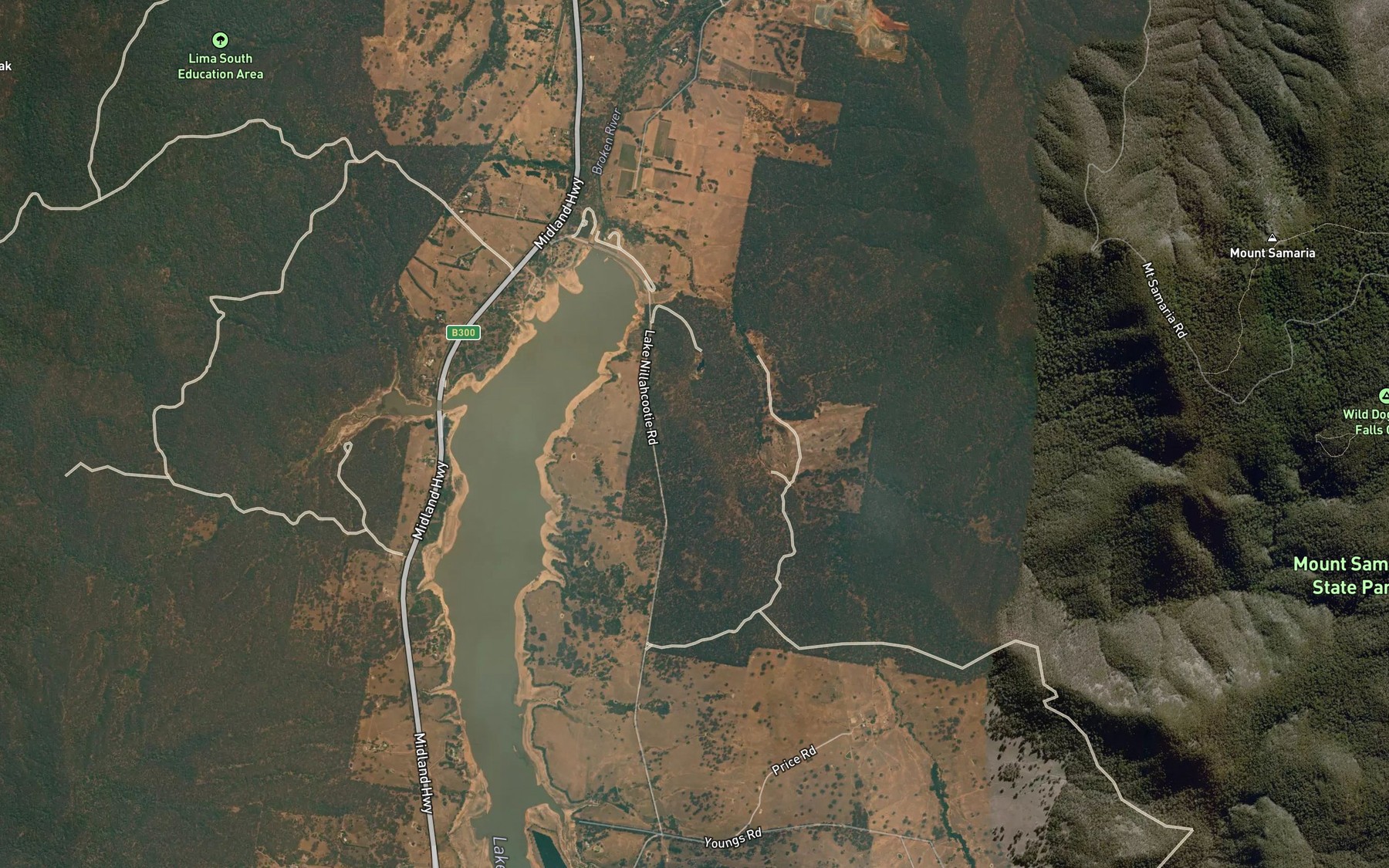 Satellite map of the Sandy Creek