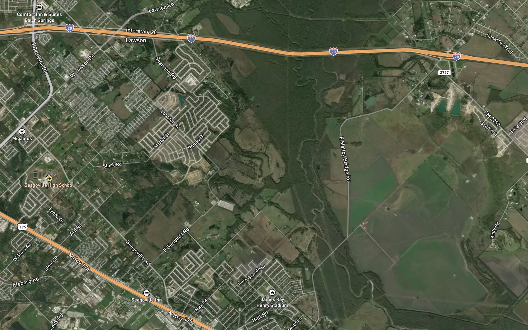 Satellite map of the Lawrence Lake