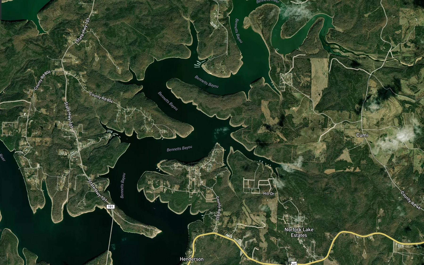 Satellite map of the Walker Branch