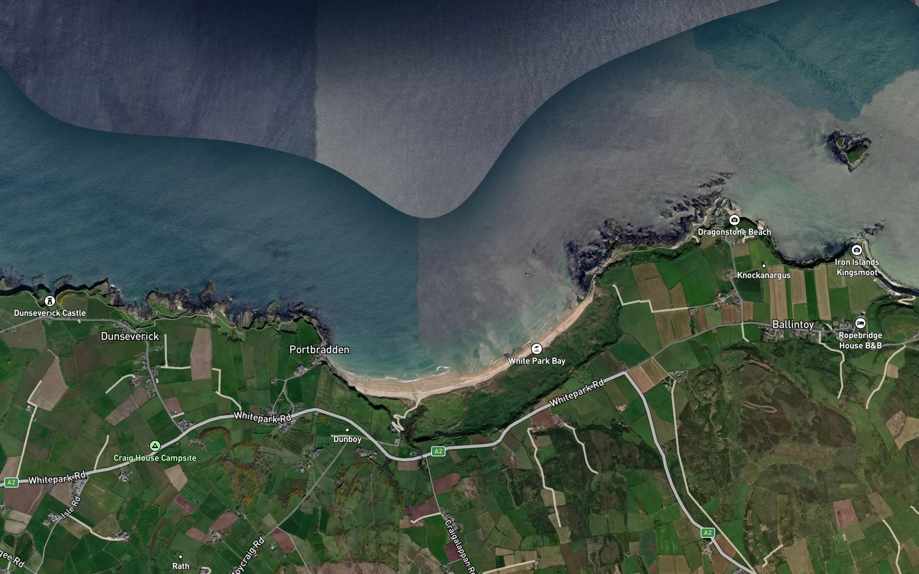 Satellite map of the White Park Bay