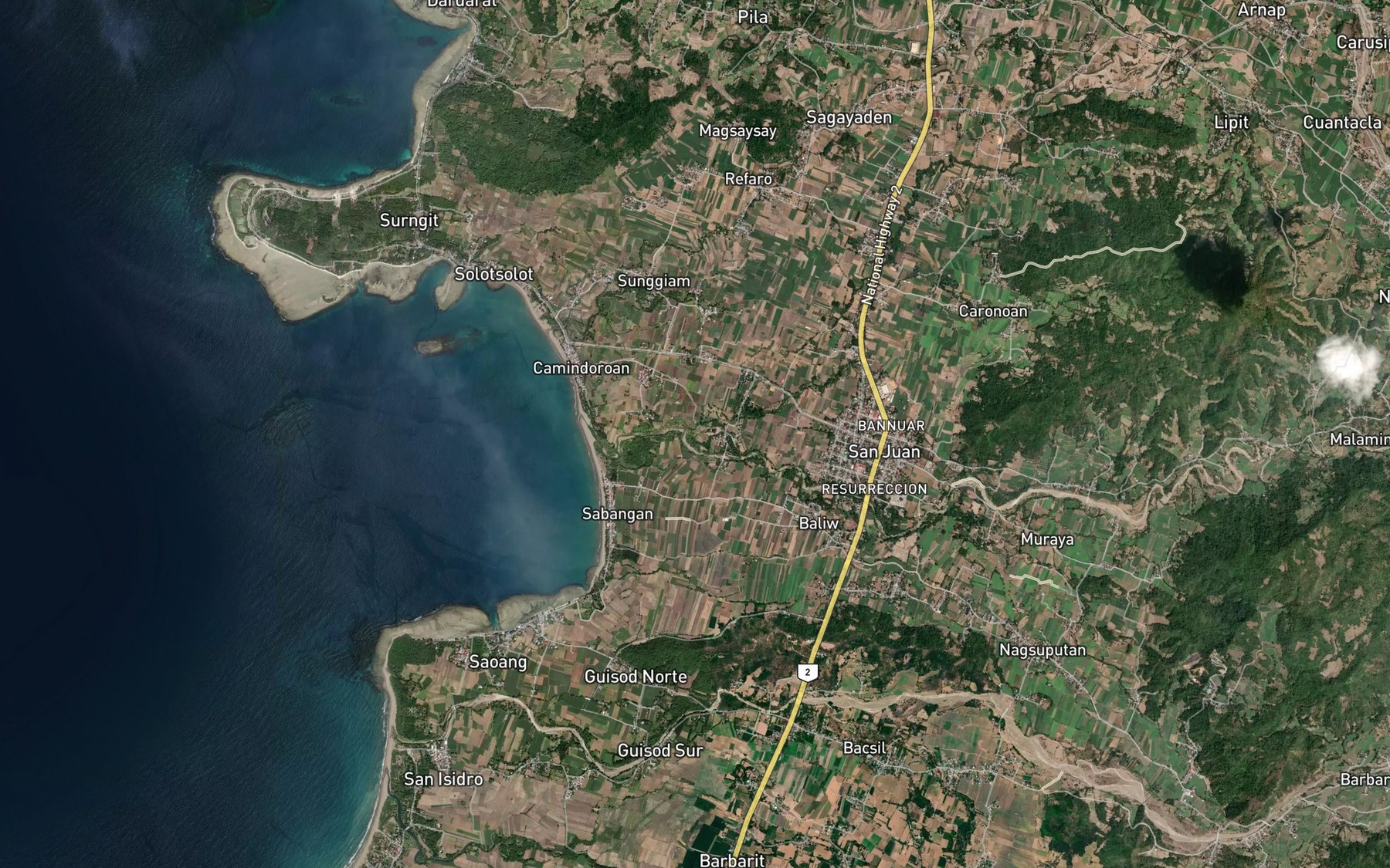 Satellite map of the Lupting Creek