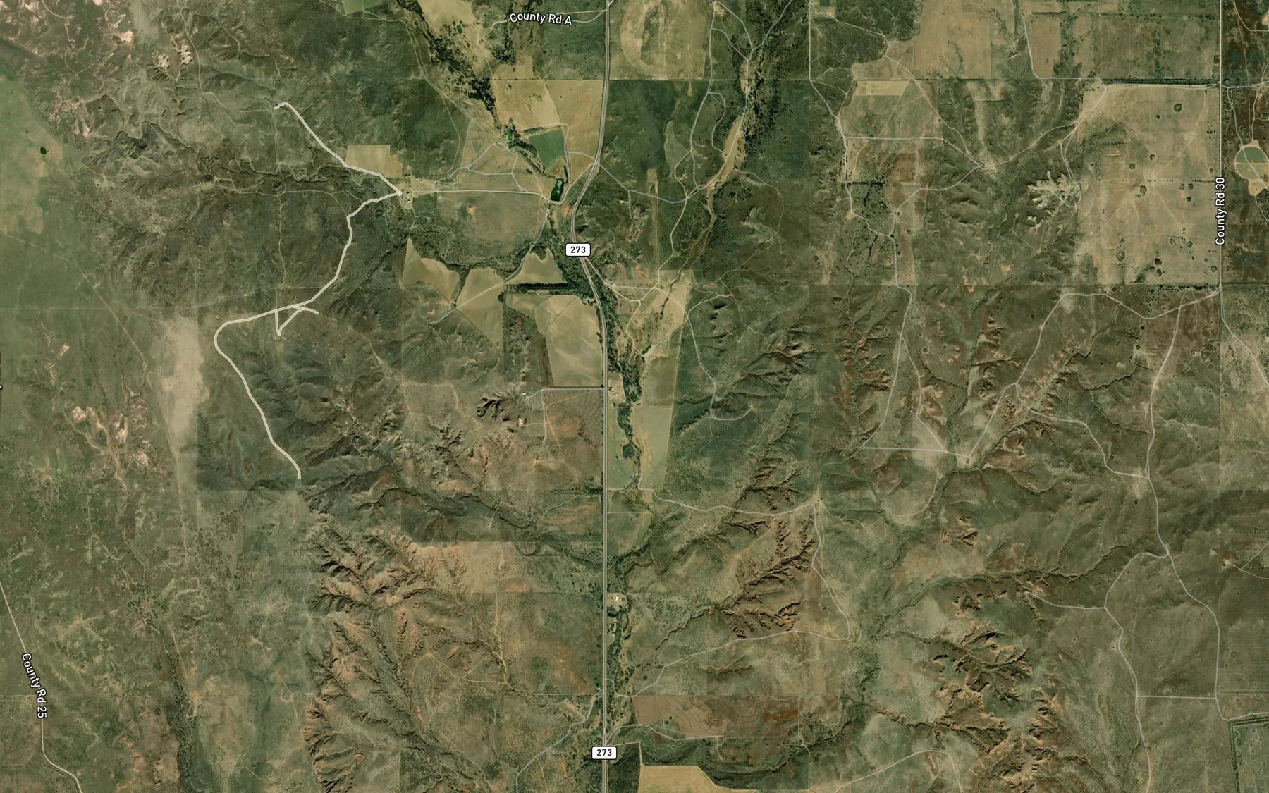 Satellite map of the Little Skillet Creek