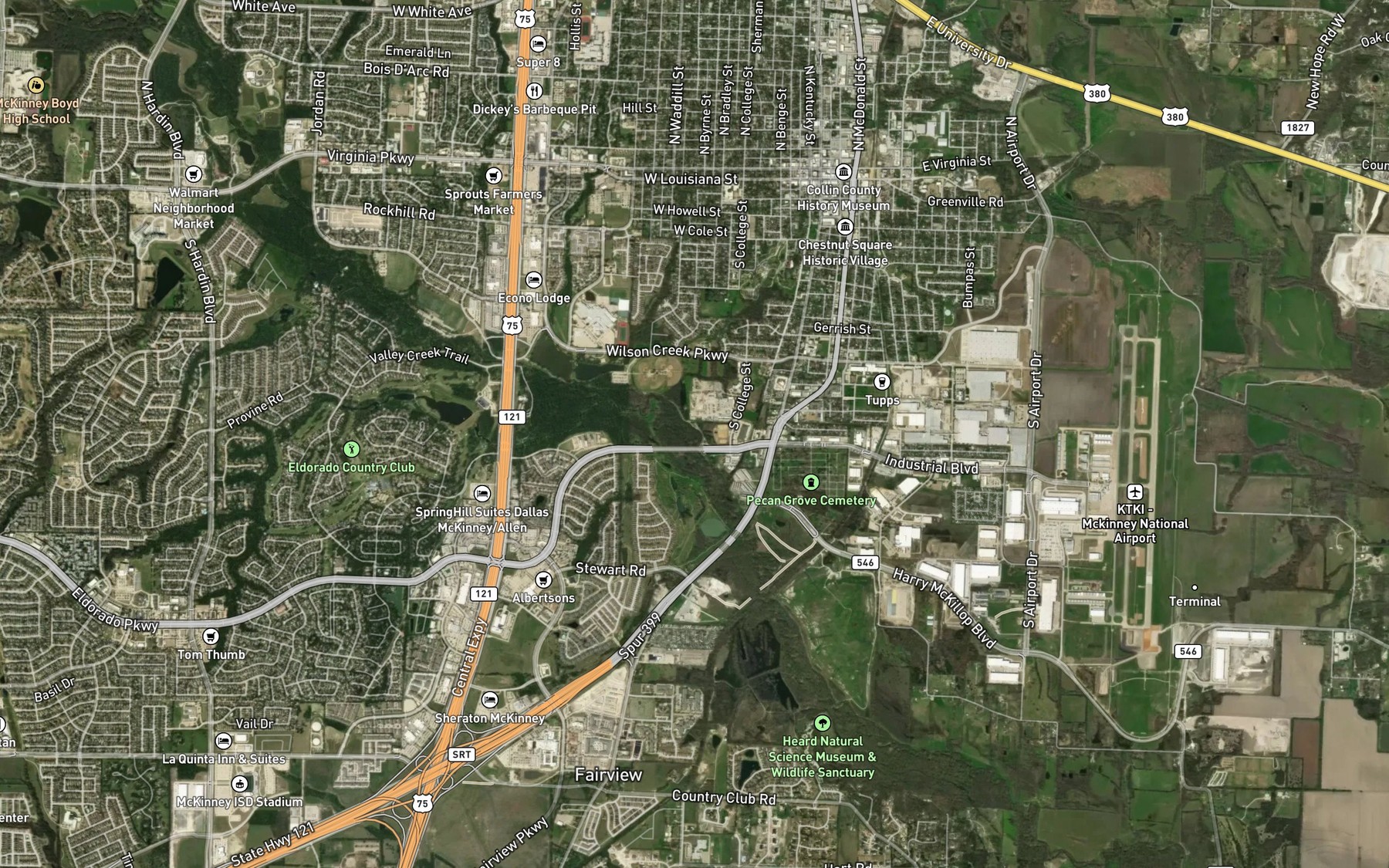Satellite map of the Jeans Creek