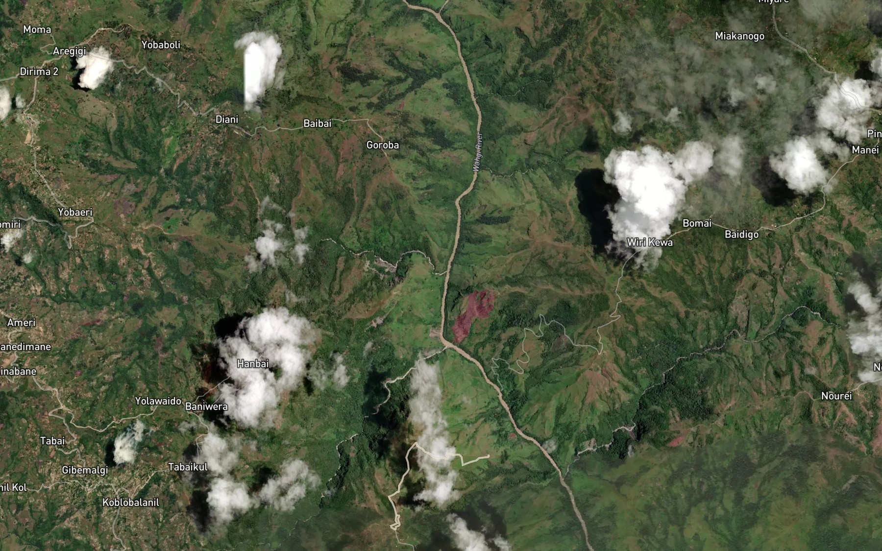 Satellite map of the Mili Creek