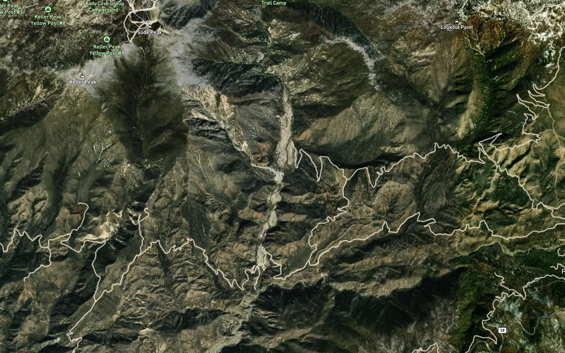 Satellite map of the Slide Creek