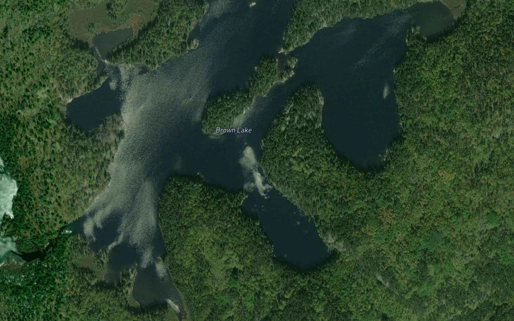 Satellite map of the Brown Lake