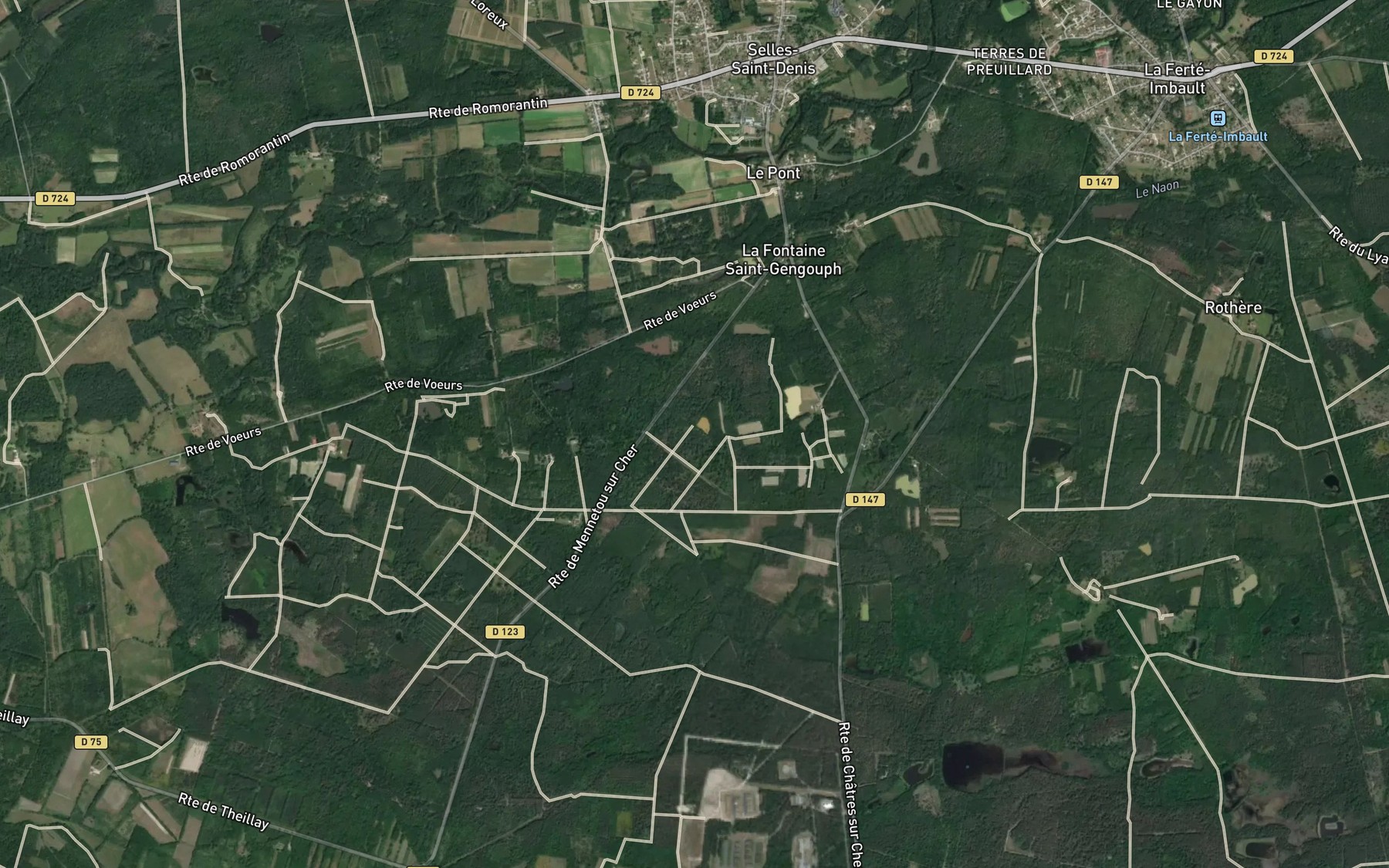 Satellite map of the Grande Sauldre