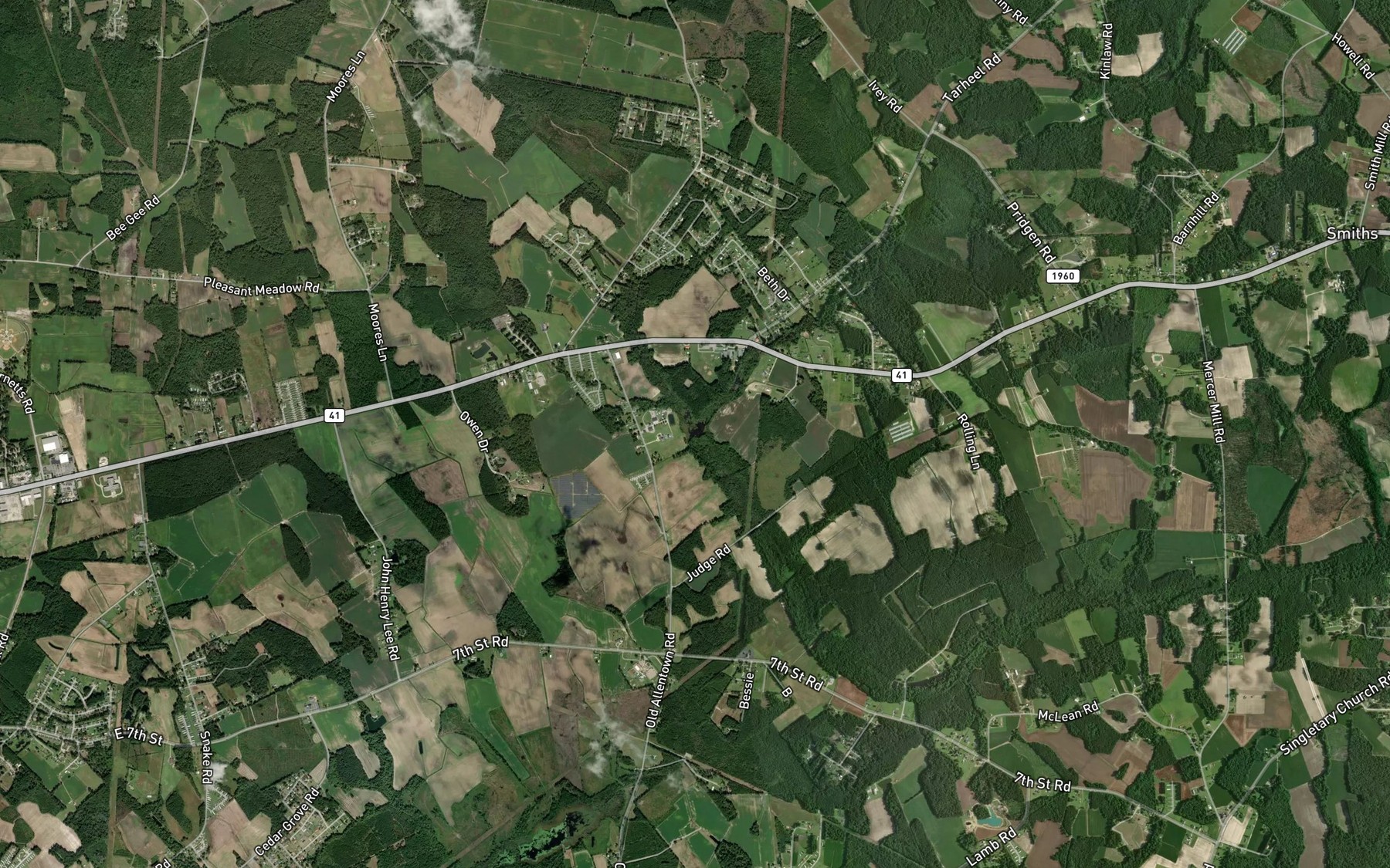 Satellite map of the Abram Branch