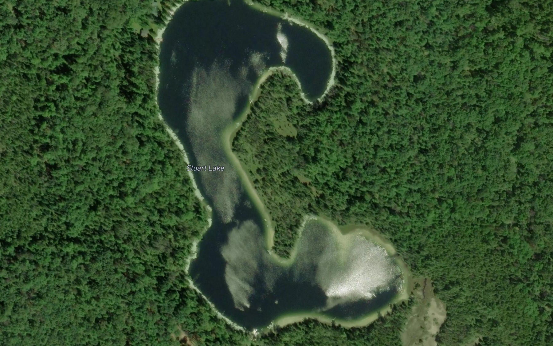 Satellite map of the Stuart Lake