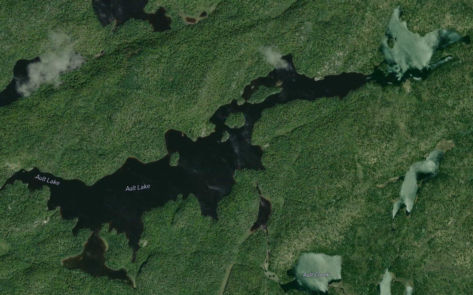 Satellite map of the Ault Lake
