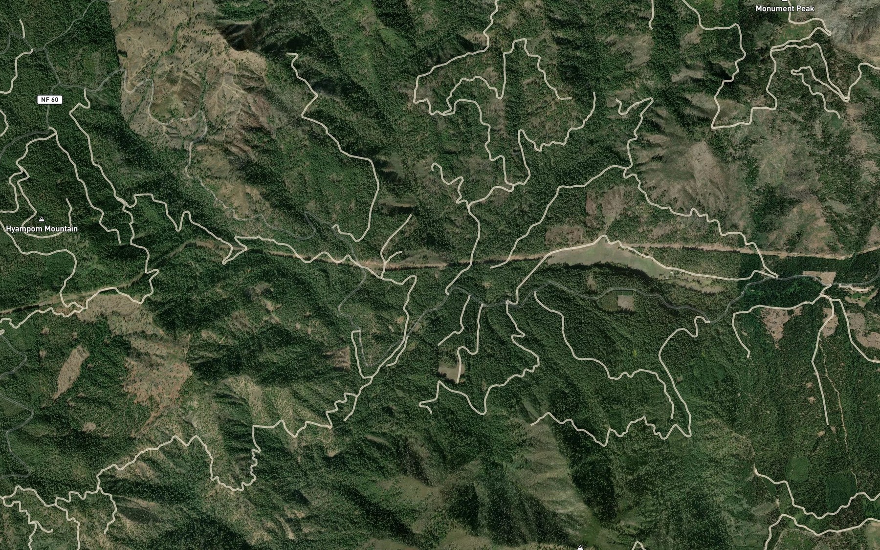 Satellite map of the East Hayshed Creek