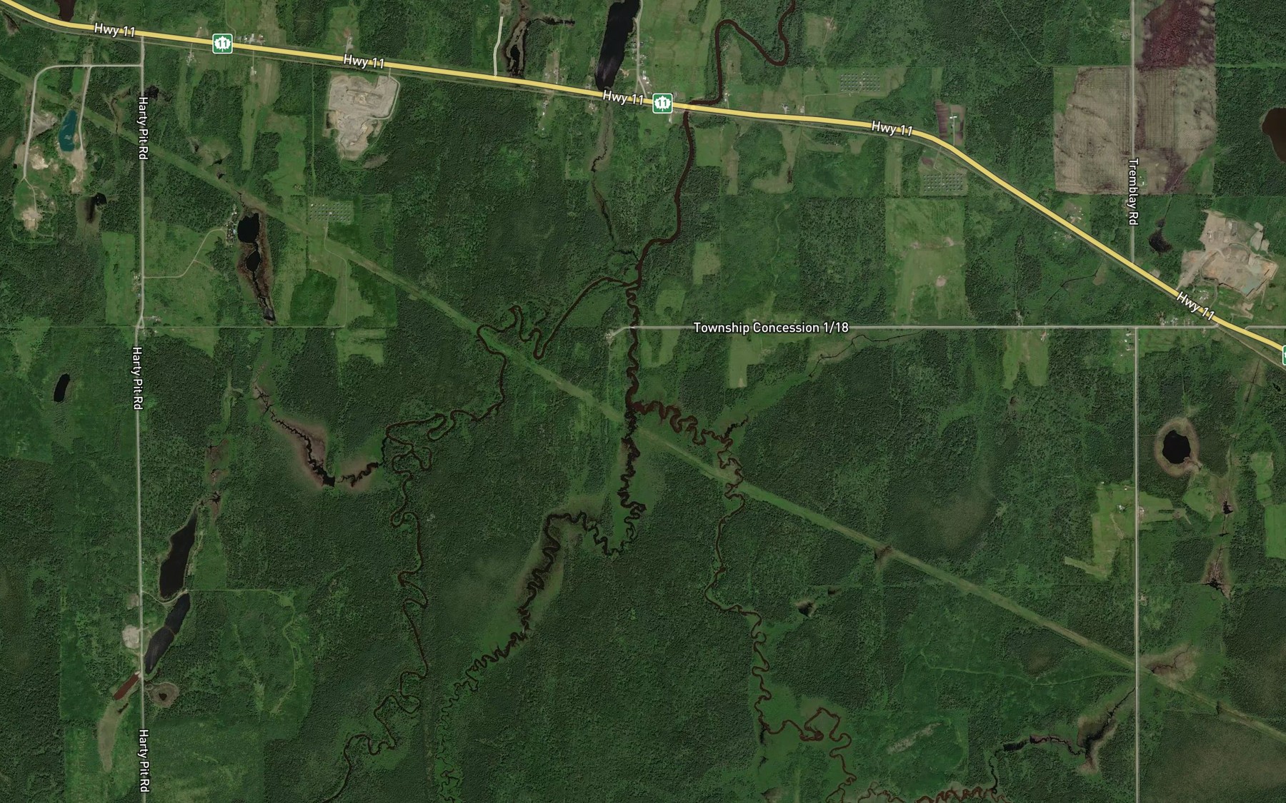 Satellite map of the Owens Creek