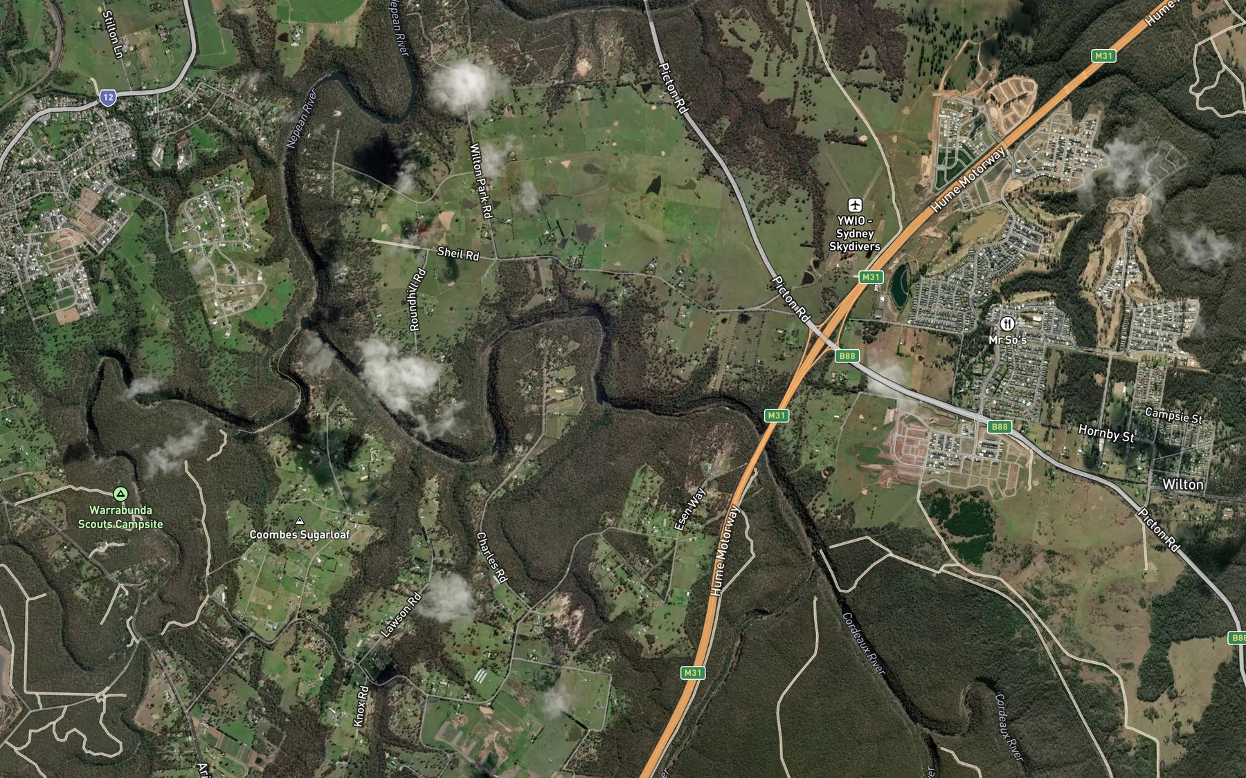 Satellite map of the Carters Creek