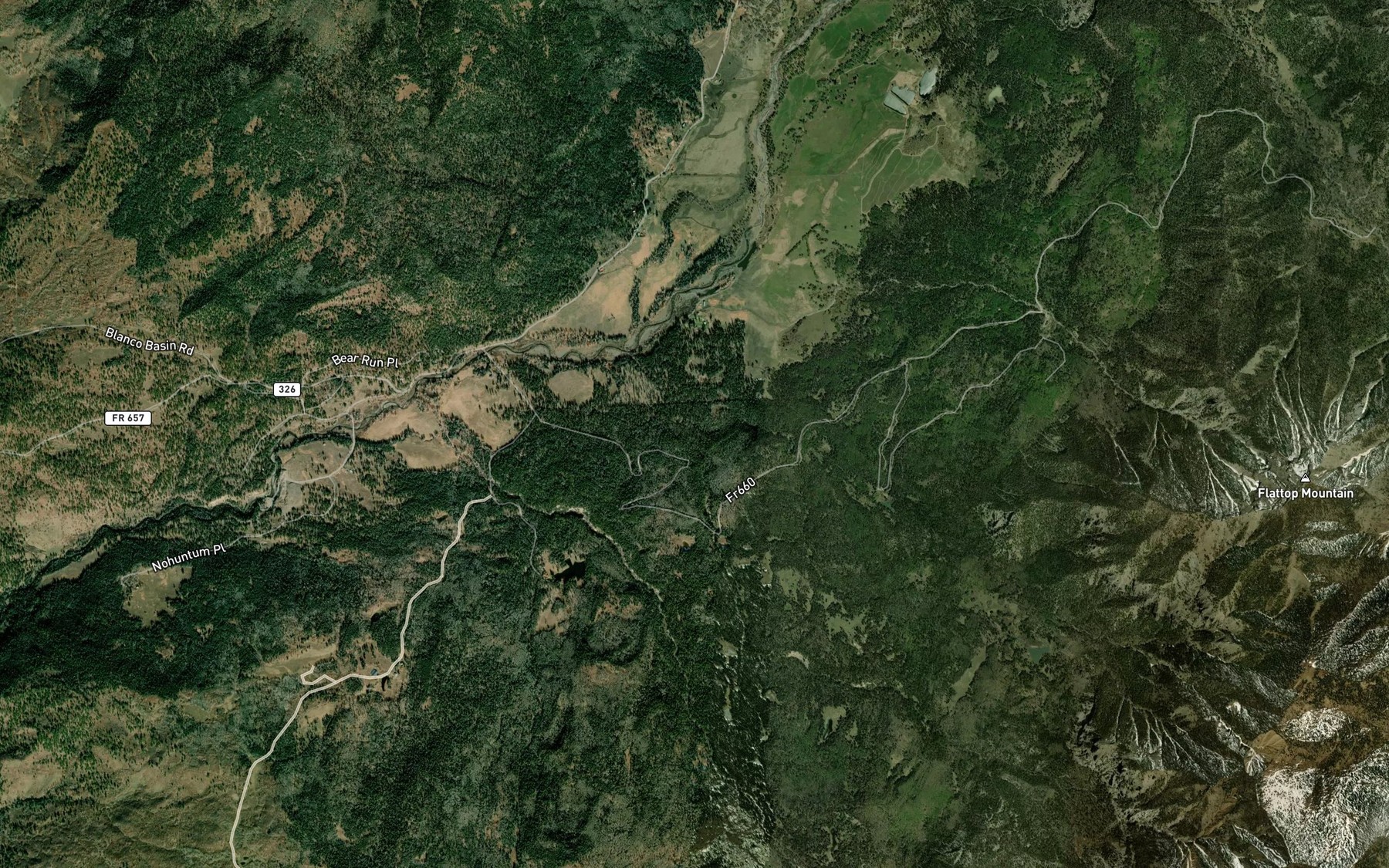 Satellite map of the Castle Creek