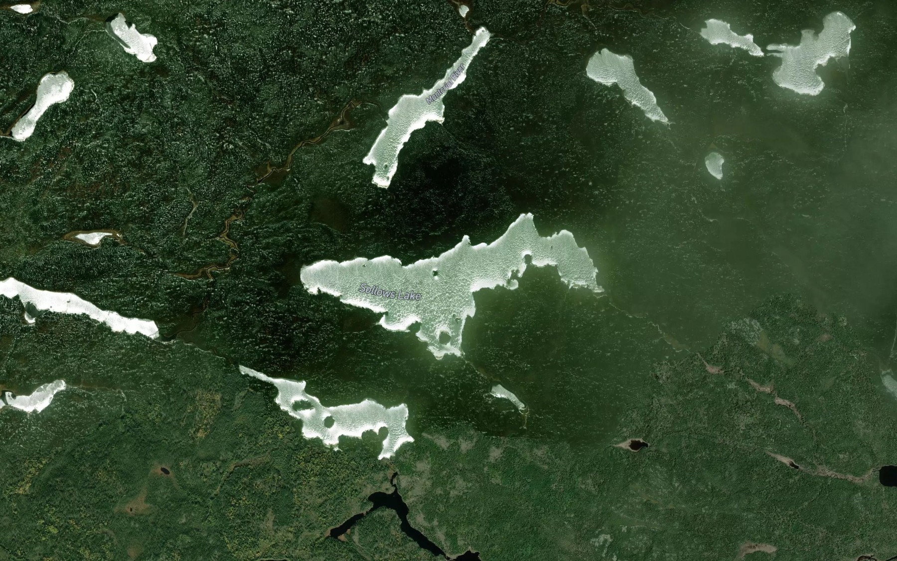 Satellite map of the Sollows Lake