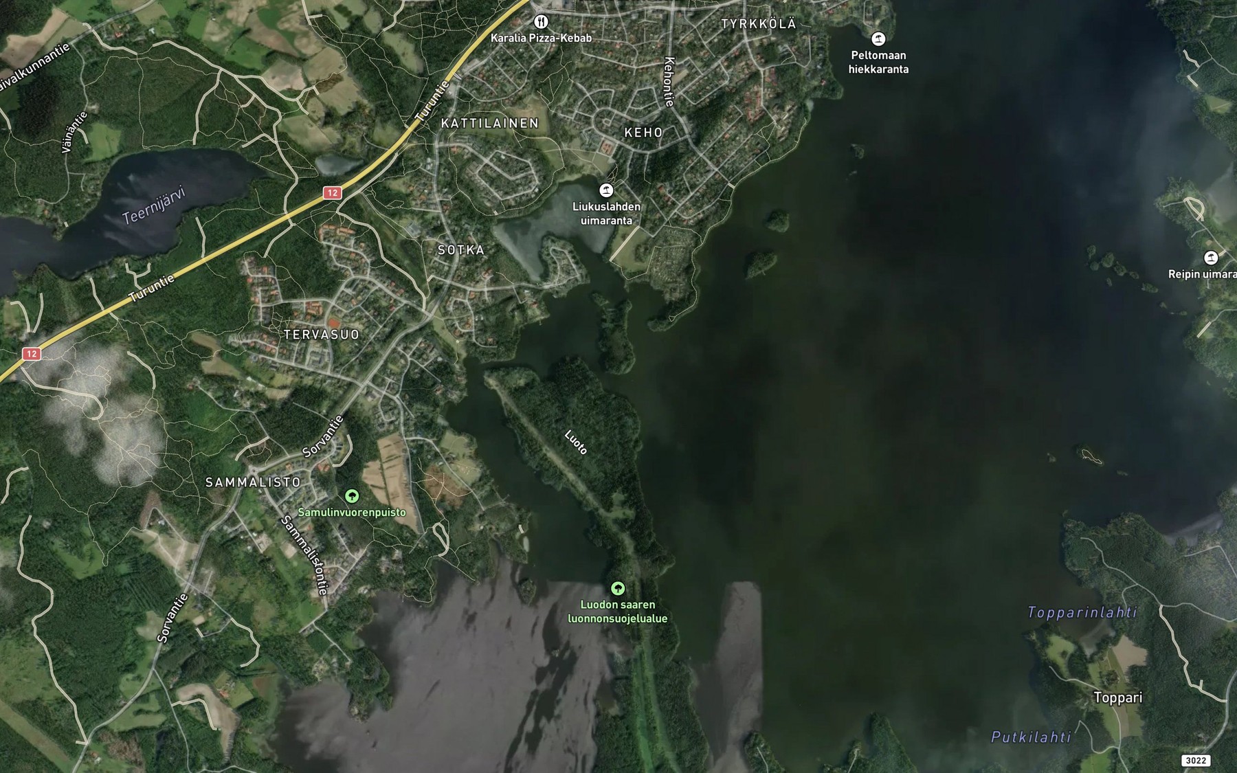 Satellite map of the Sarkanvirta
