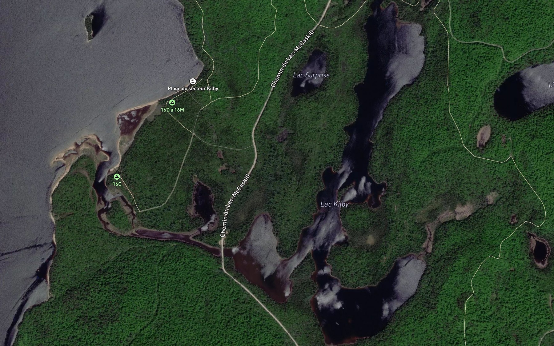 Satellite map of the Lac Kilby
